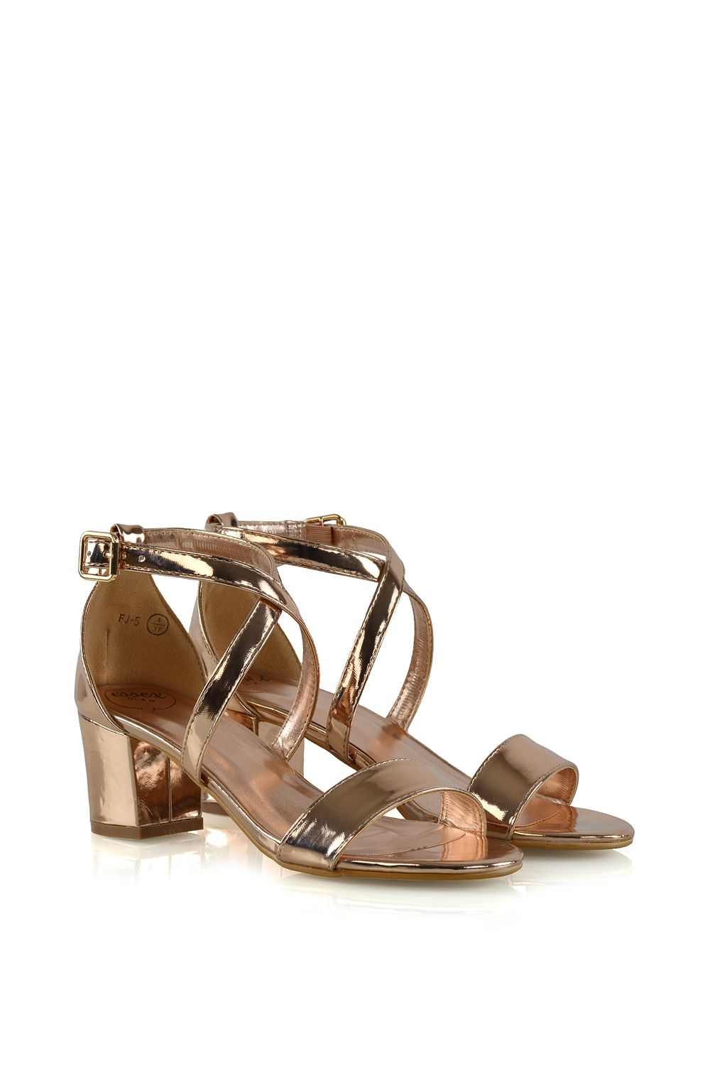 XY London 'Jordyn' Cross Over Buckle Strap Chunky Low Block Heels image 3