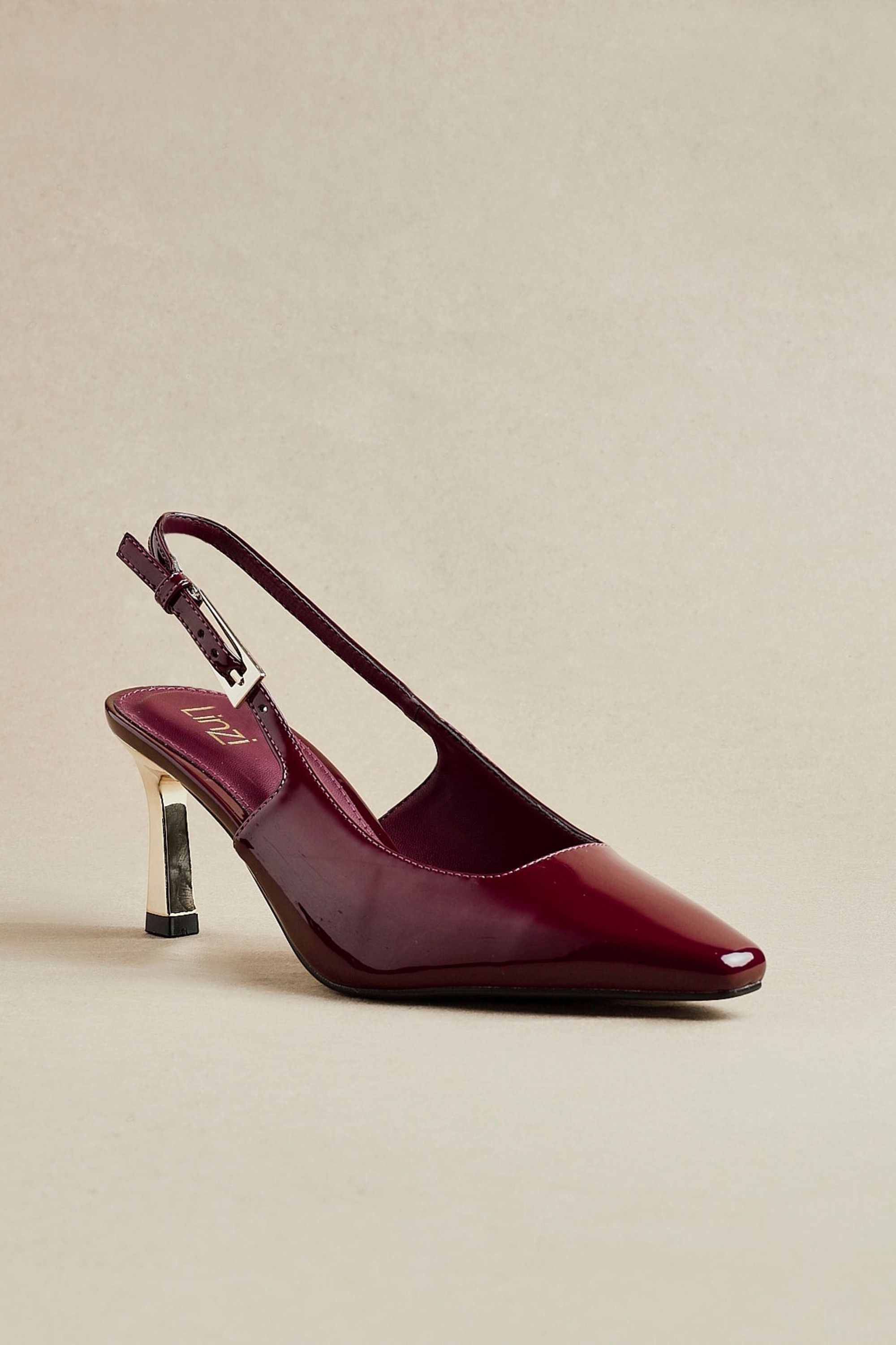 Linzi Avani Burgundy Faux Leather Court Heel image 2