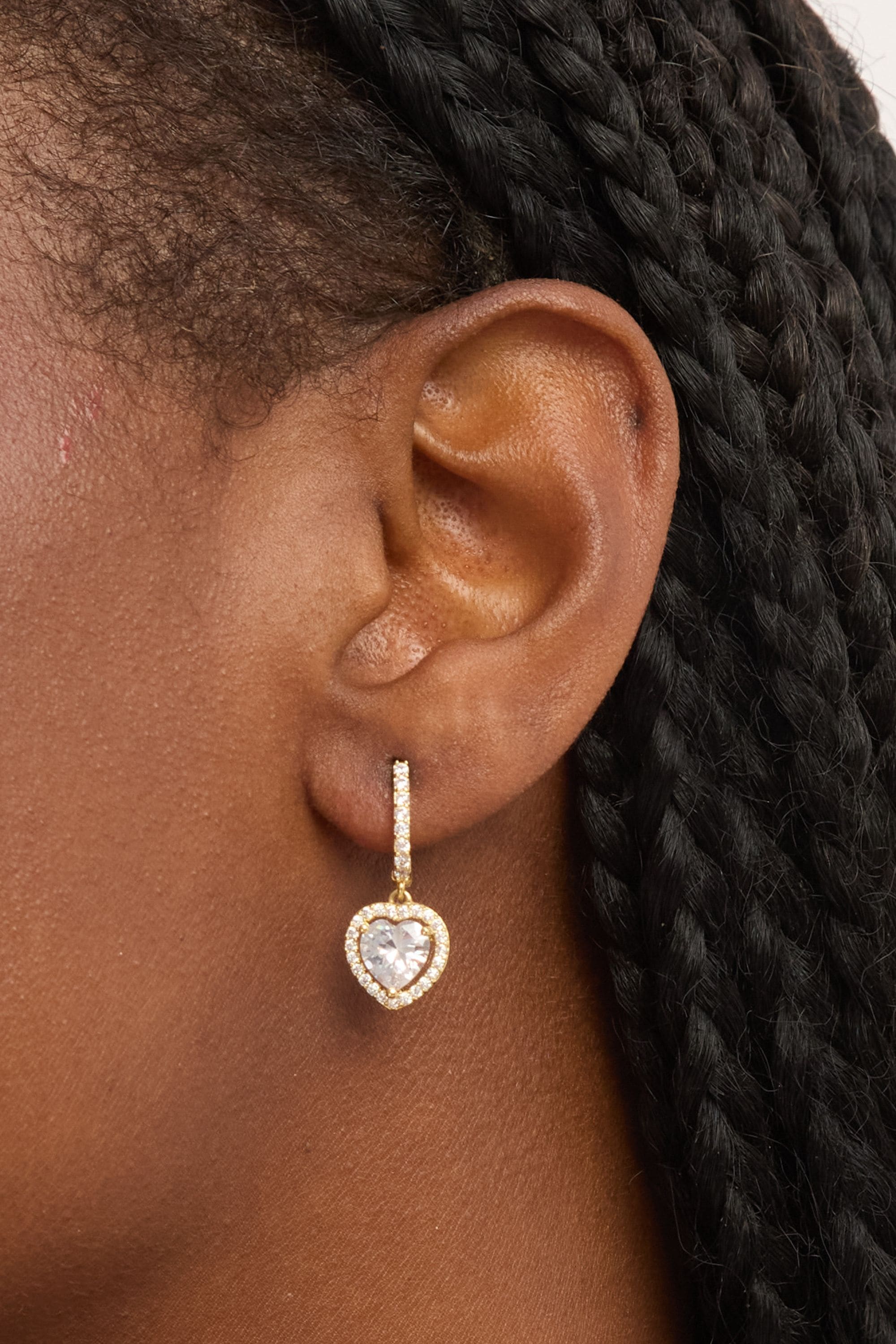 Jon Richard Gold Plated and Crystal Halo Heart Hoop Earrings image 2