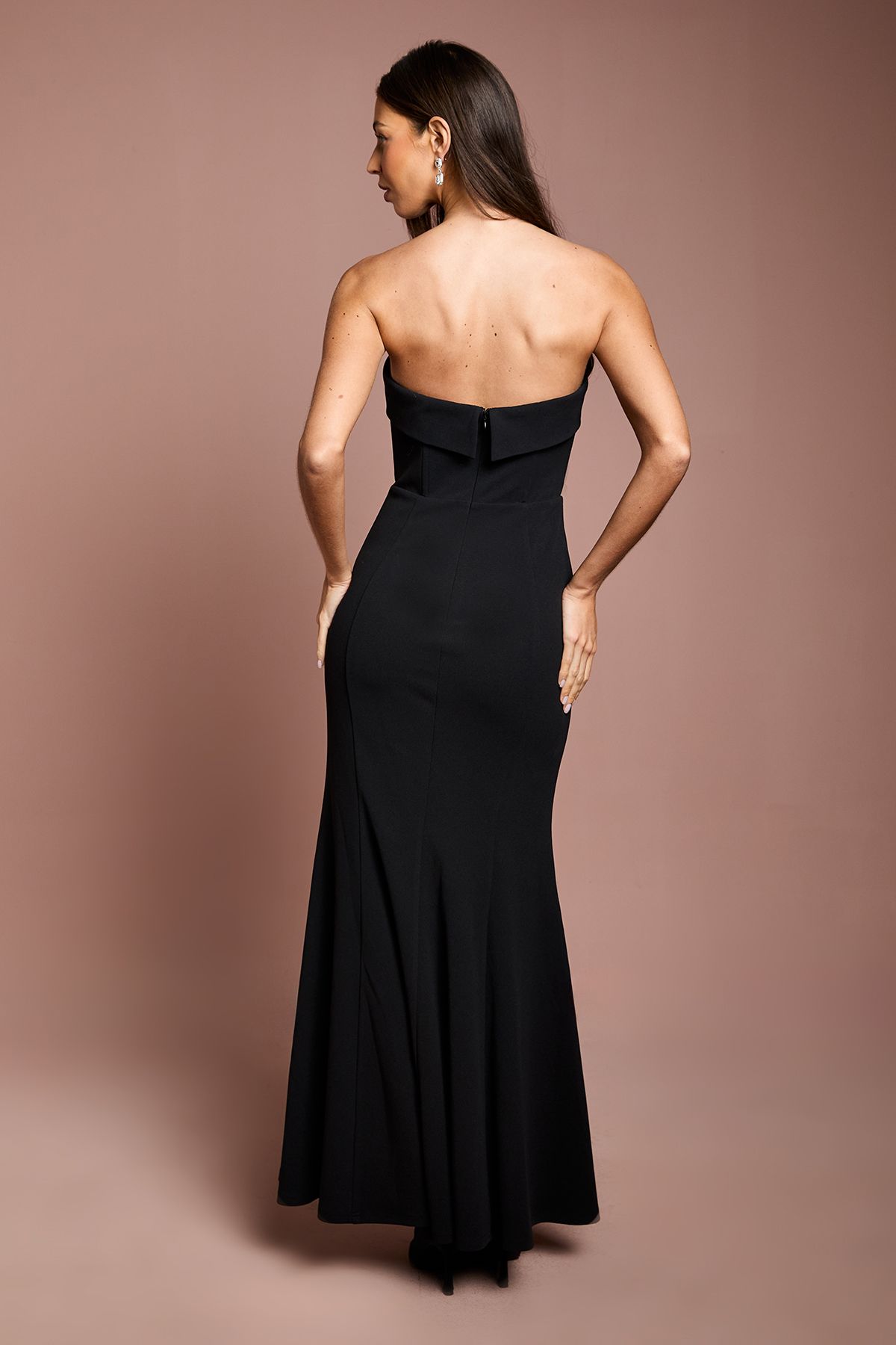 Coast Bandeau Fitted Crepe Fishtail Maxi Dress Black image 3