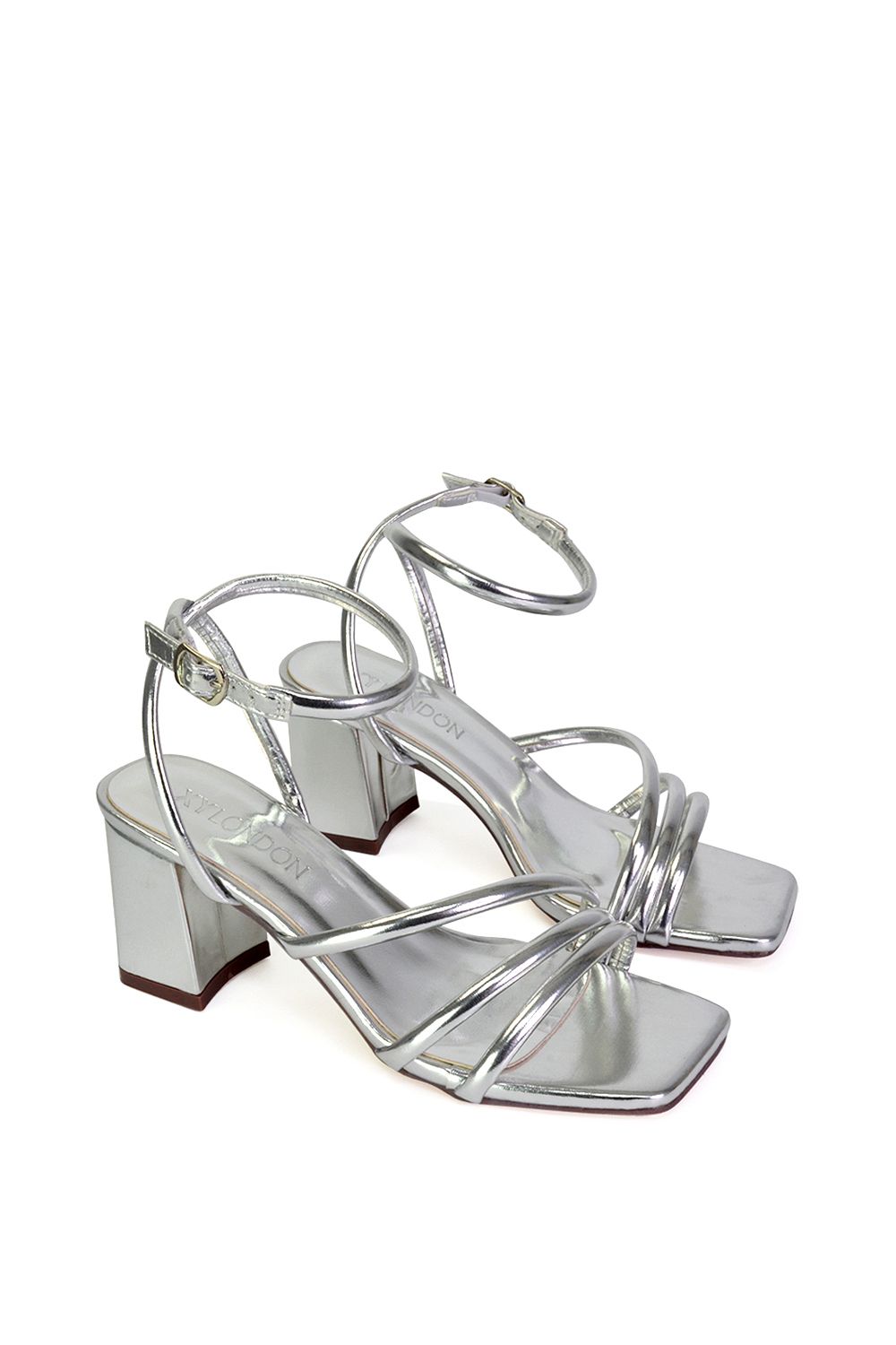 XY London 'Trixie' Square Toe Buckle Up Ankle Strappy Mid Block Heel Sandals image 4