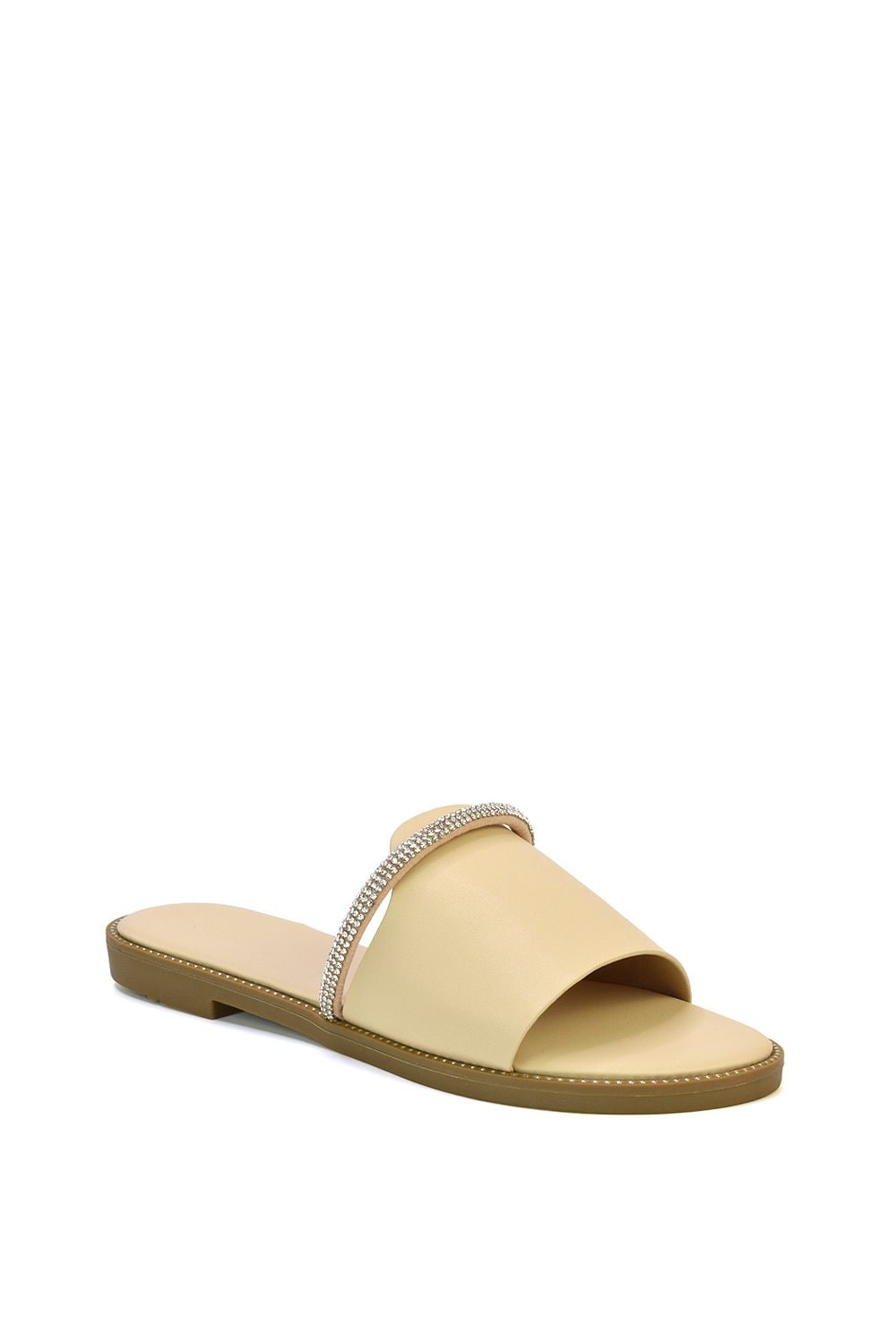 XY London 'Khai' Flat Sandal Sliders With Diamante Rhinestone Strap image 2