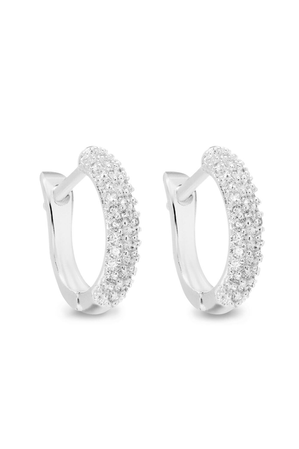 Jon Richard Silver Crystal Huggie Hoop Earrings