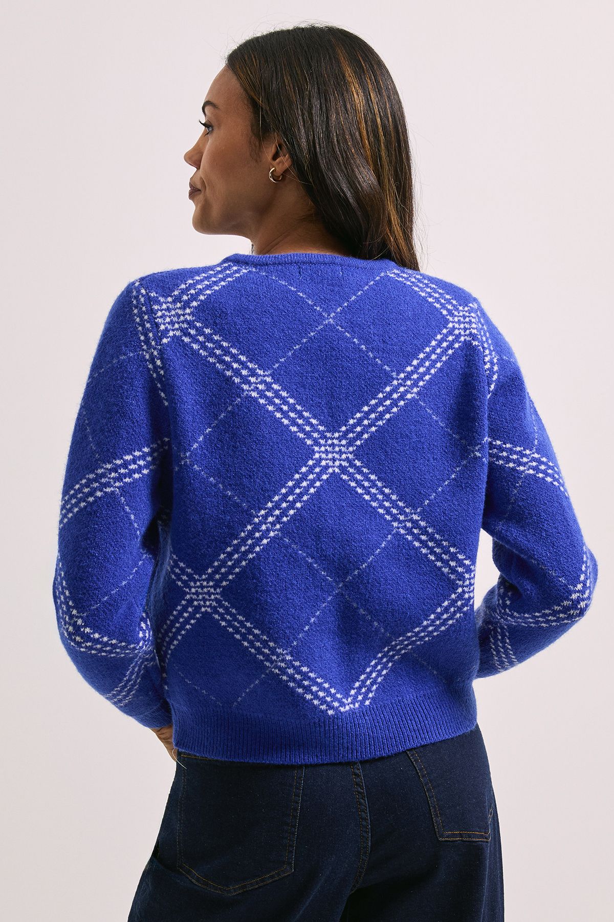 Dorothy Perkins Blue Argyle Cardigan Blue image 3