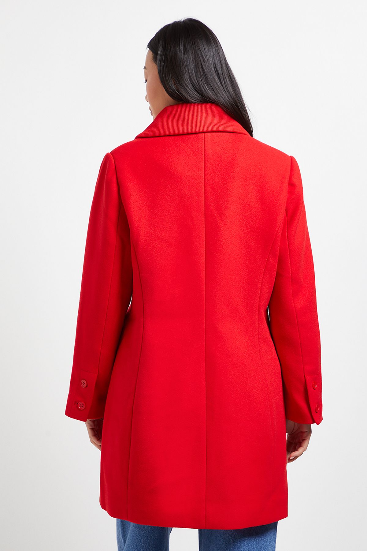 Dorothy Perkins Petite Funnel Collar Single Breasted Midi Coat Red image 3