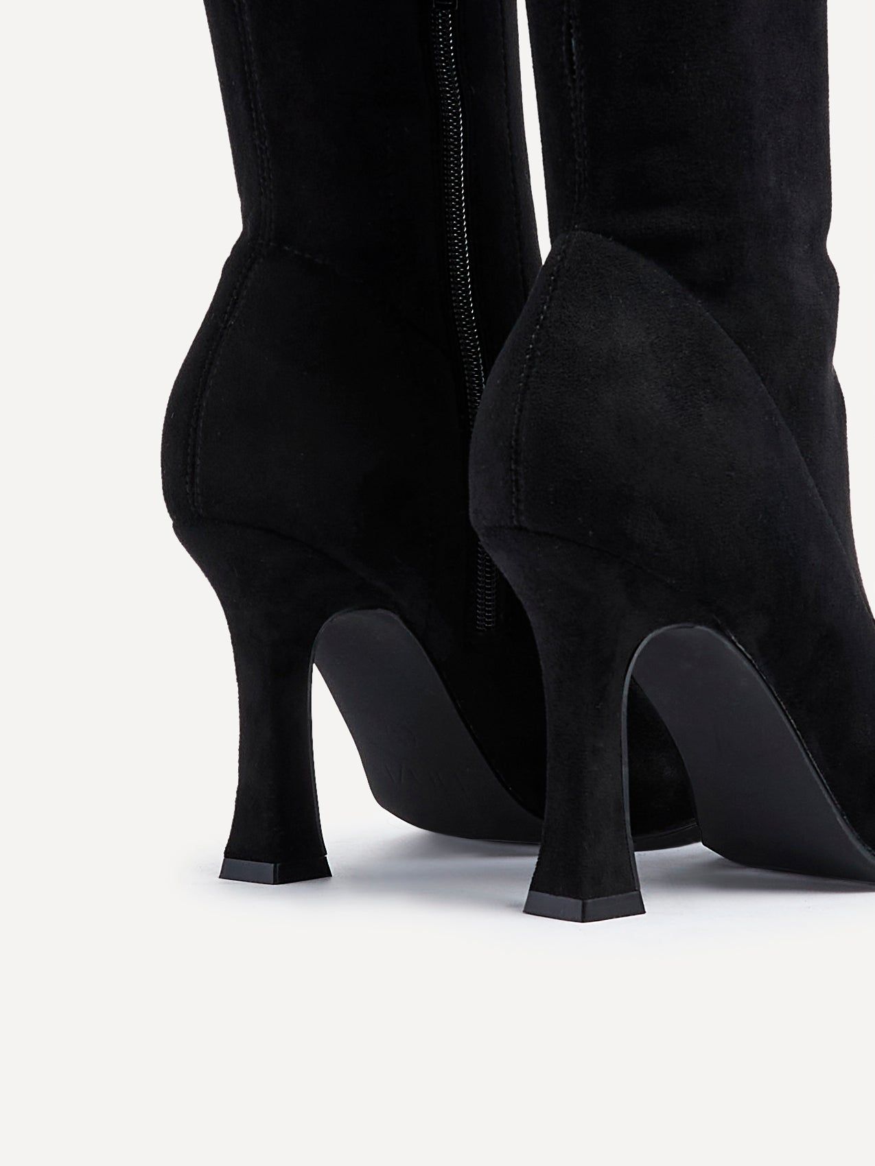 Linzi Gabrielle Black Suede Square Toe Knee High Heeled Boot image 4