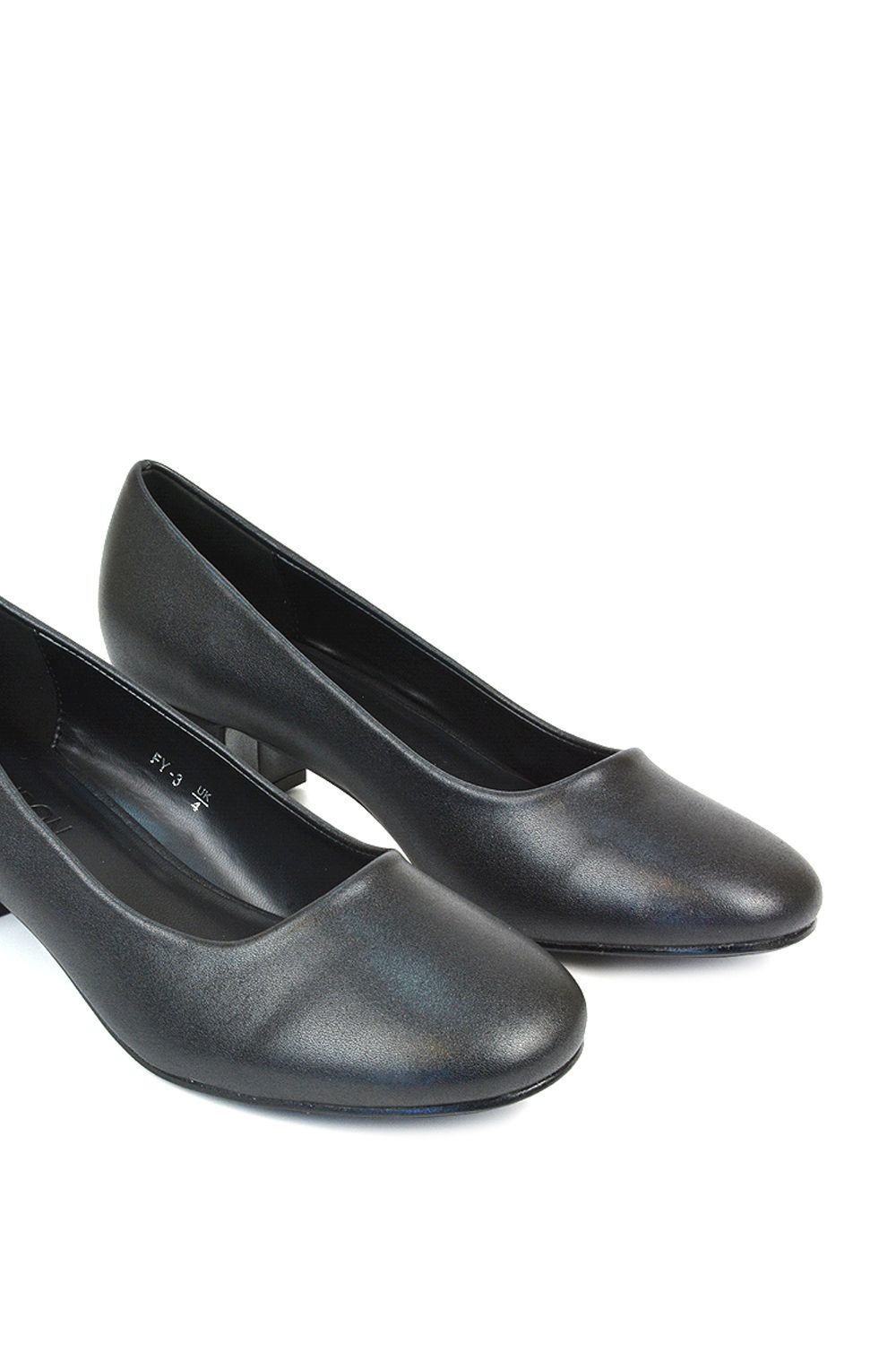 XY London 'Liberty' Low Block Heel Round Toe Slip On Court Shoes image 6