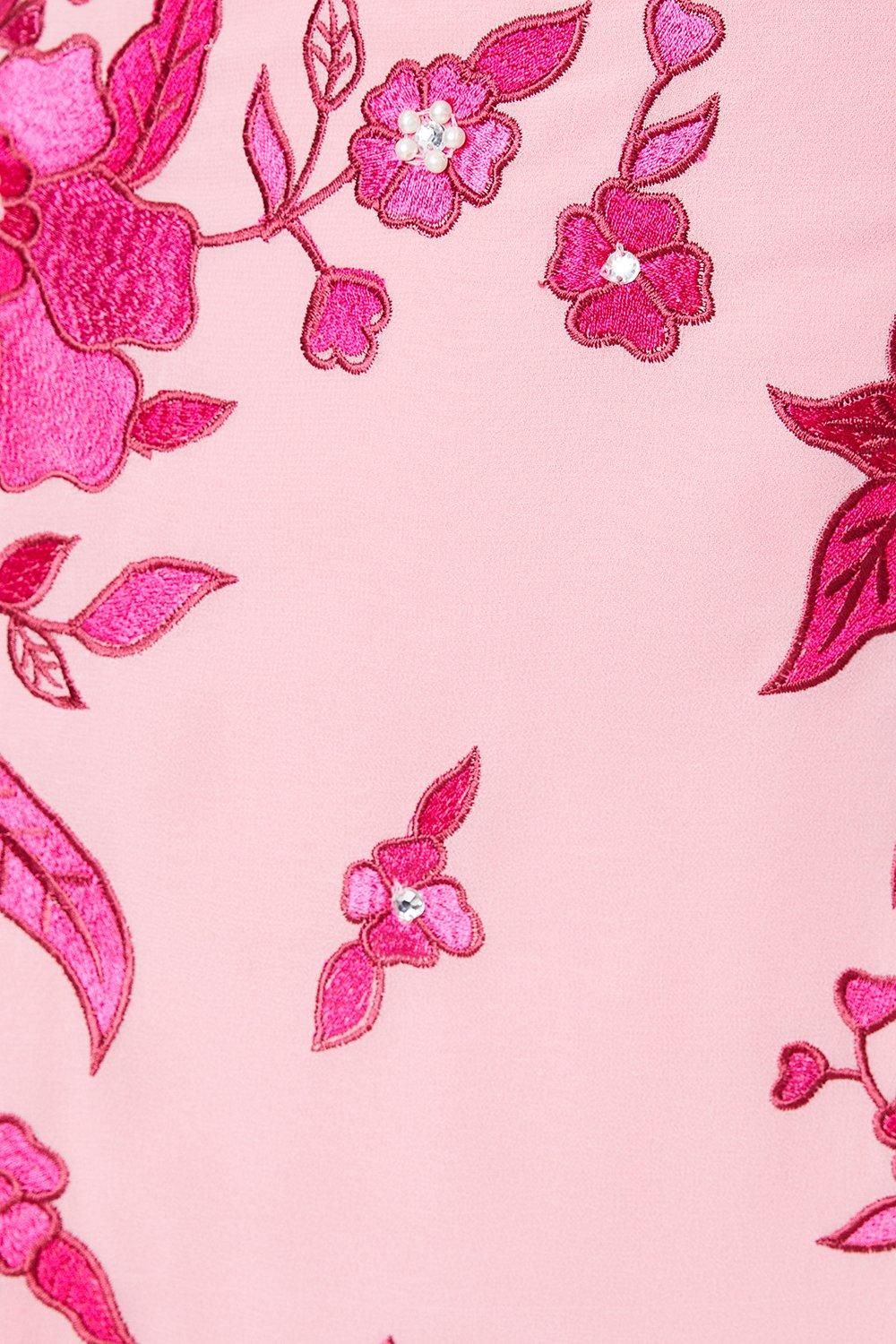 Coast Embroidered Long Sleeve Midi Dress Pink image 5