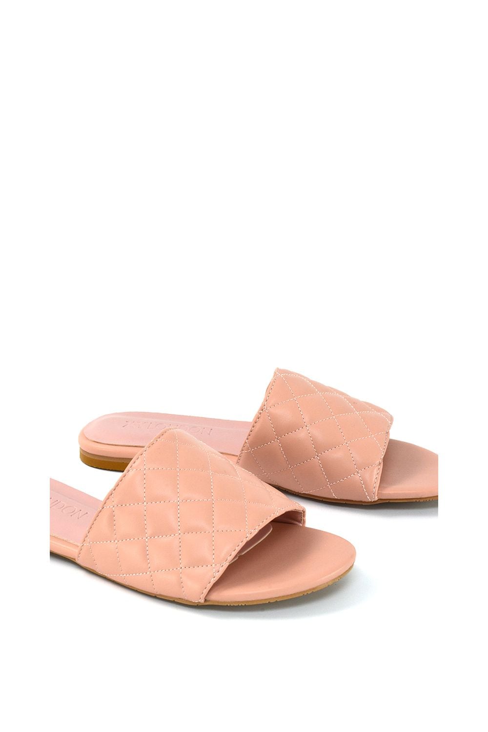 XY London 'Saylor' Quilted Detail Strappy Sandal Flat Sliders image 3
