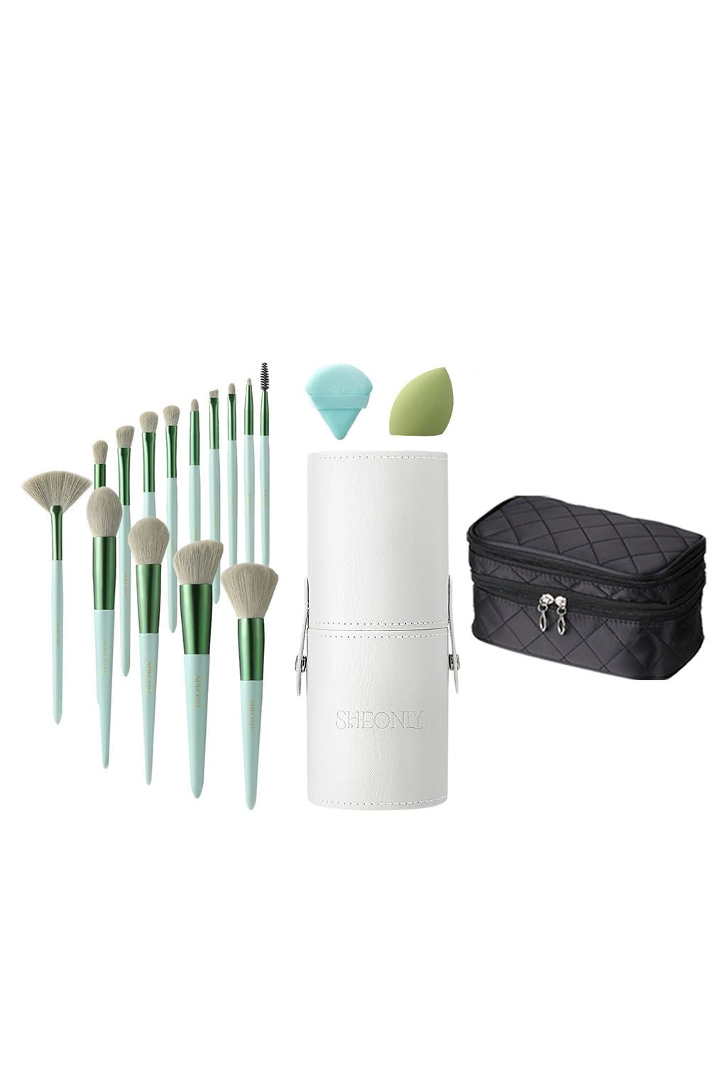 SHEONLY 14 Pcs Professional Makeup Brush Set with Waterproof Travel Makeup Bag image 1