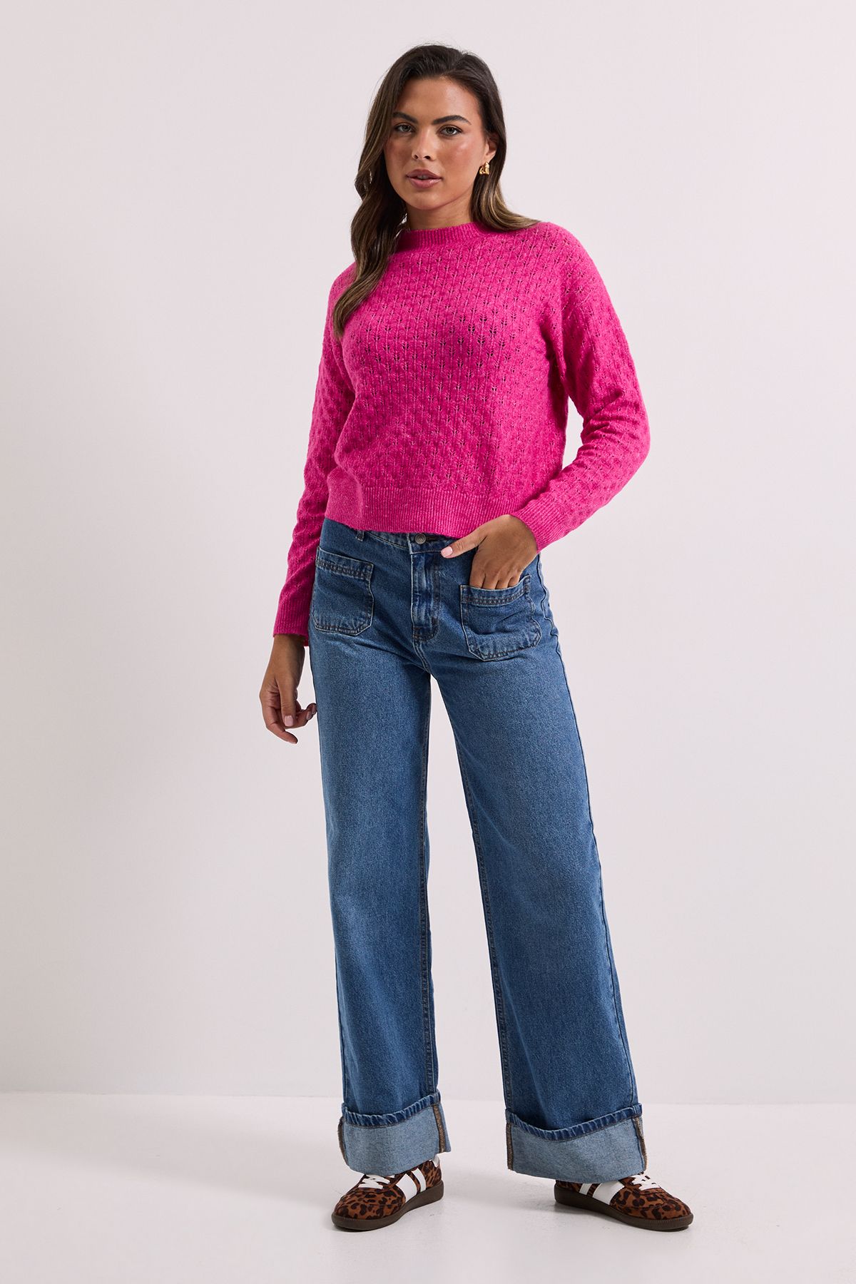 Dorothy Perkins Fuschia Pointelle Jumper Fuchsia image 4