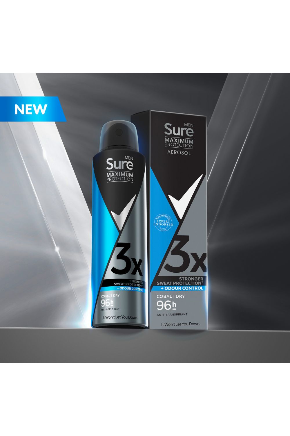 Sure 'Antiperspirant Deo' Cobalt Dry 96H Maximum Protection 150ml, 3pk image 4