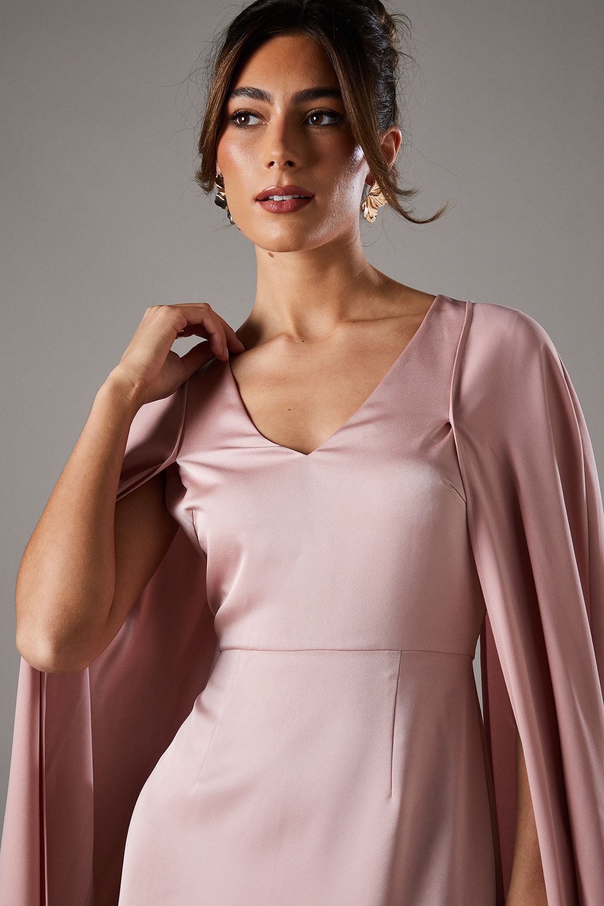 Coast V Neck Cape Midi Dress Pink image 3