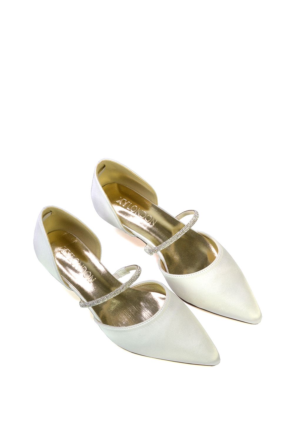 XY London 'Laura' Diamante Strap Kitten Heel Pointed Toe Court Shoes image 3