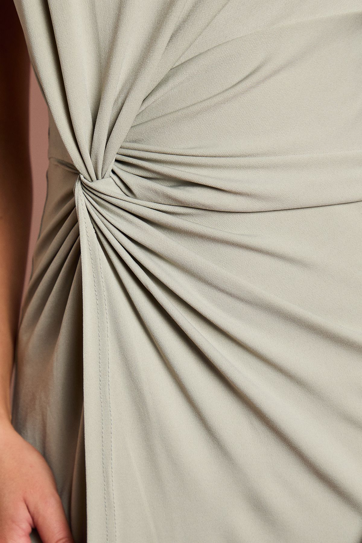 Coast Teen Coast Jersey One Shoulder Twist Detail Bridesmaid Dress Sage image 5