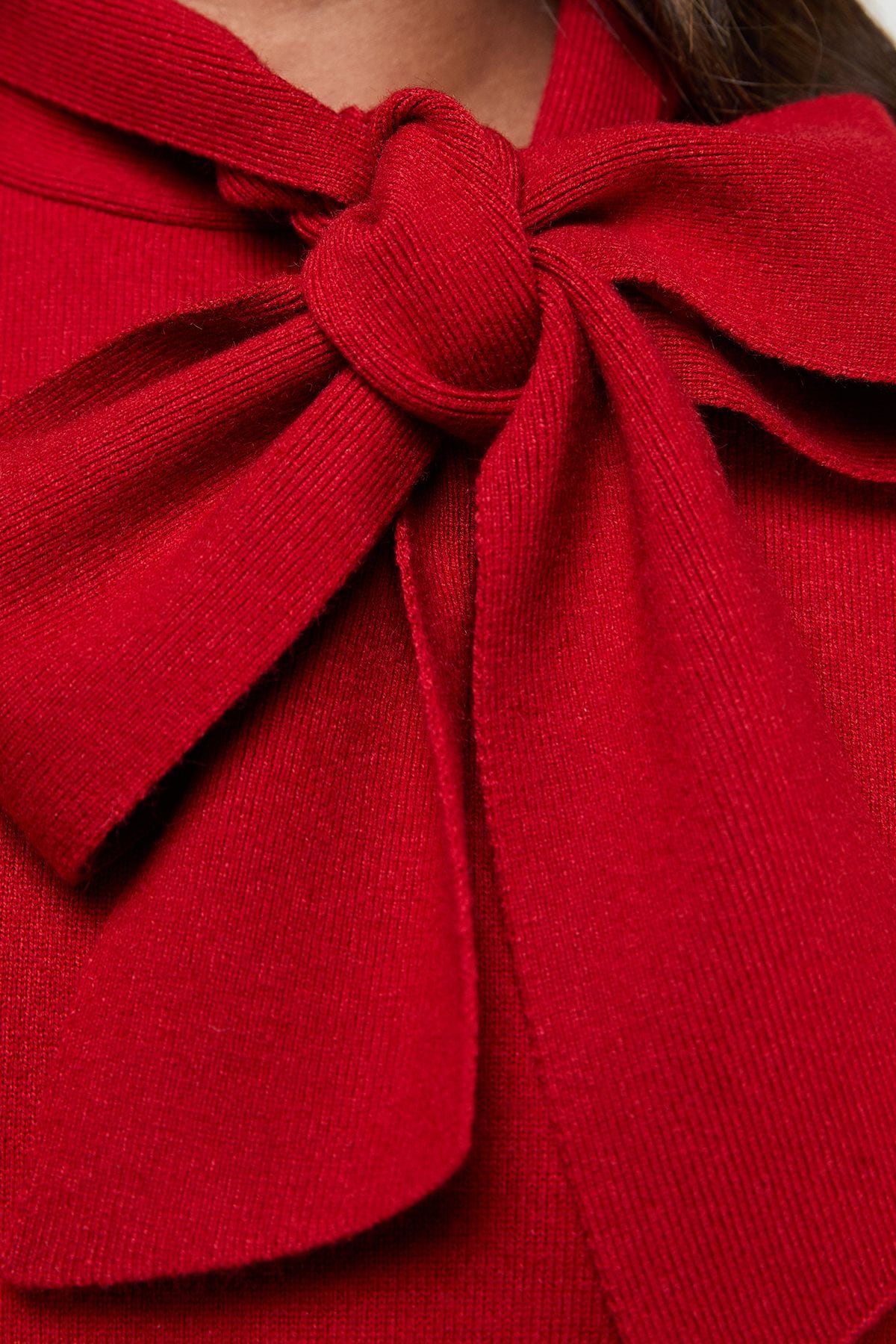 Oasis Pussy Bow Knitted Mini Dress Red image 4