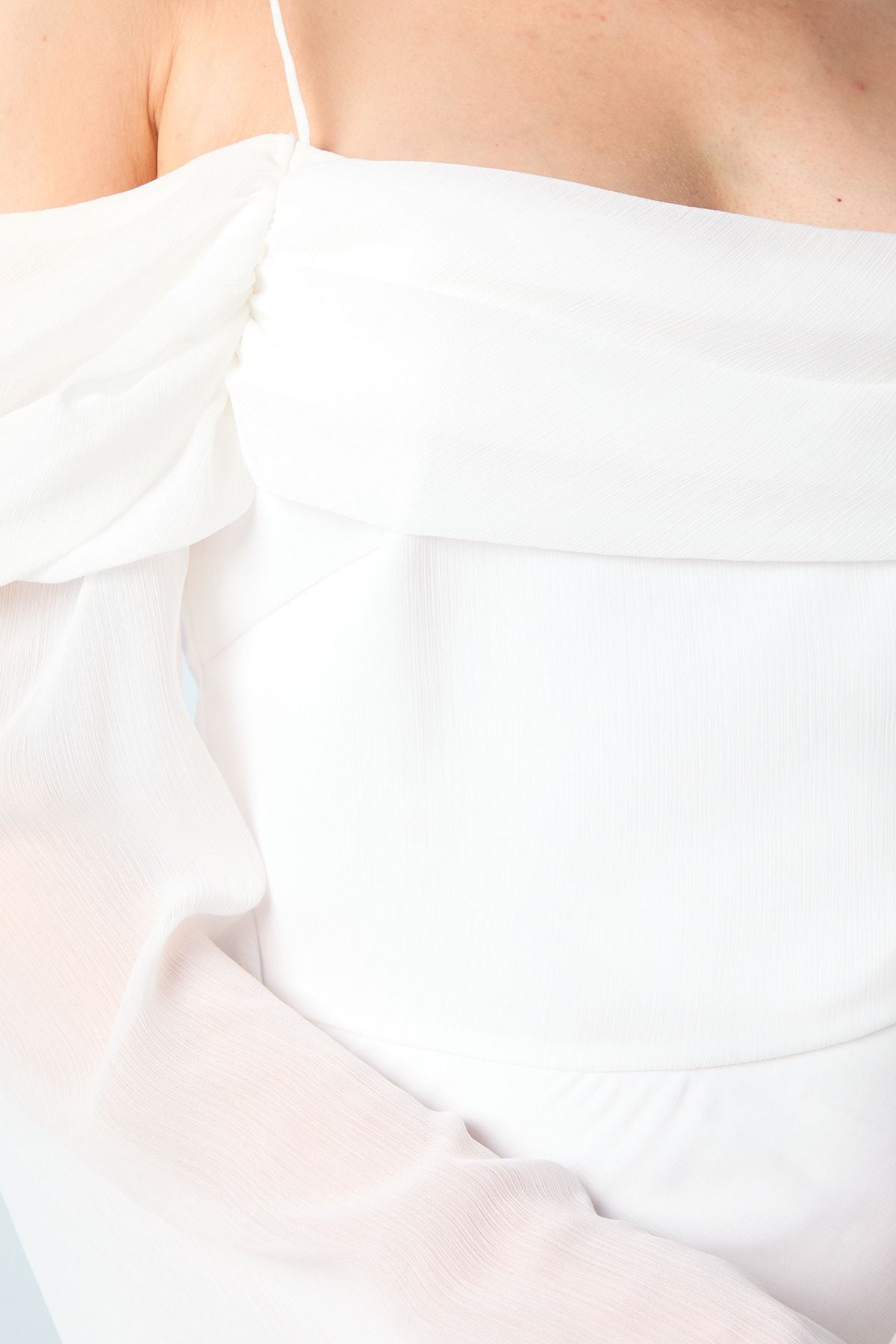 Coast Flare Sleeve Cowl Neck Chiffon Beach Wedding Dress Ivory image 5