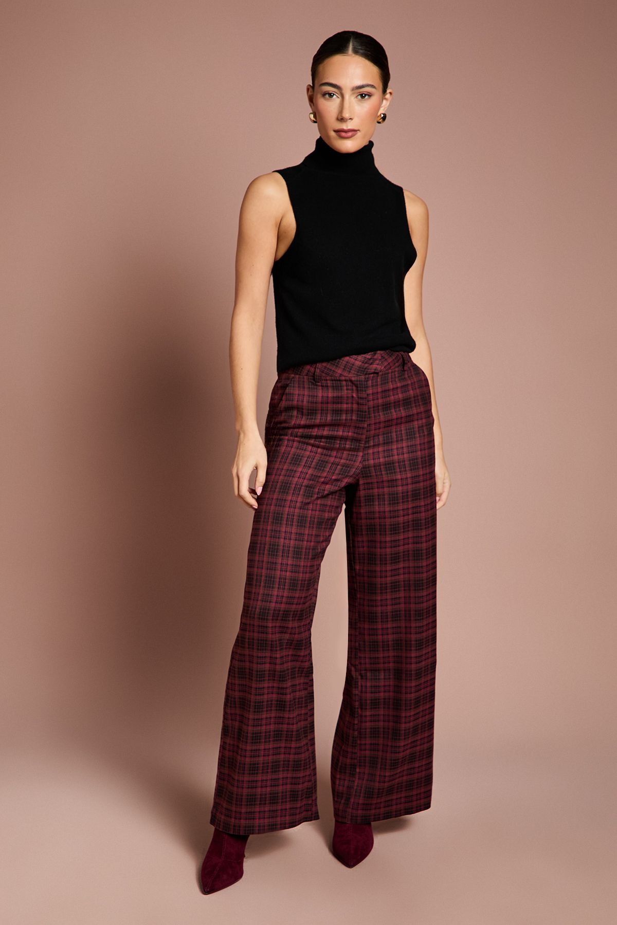 Coast Lisa Tan Premium Formal Check Trouser Berry image 4