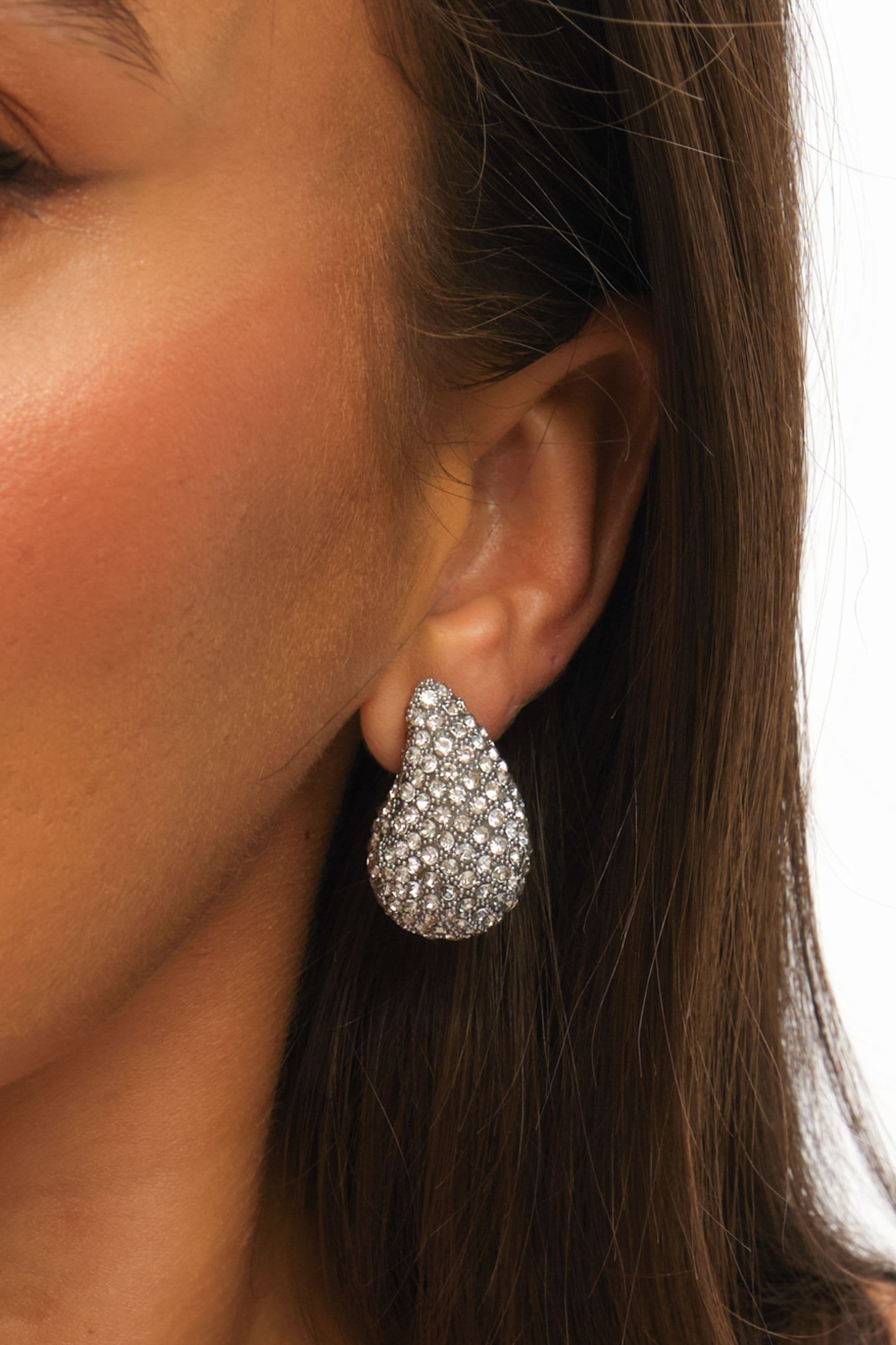 Mood Silver Crystal Dome Stud Earrings image 4