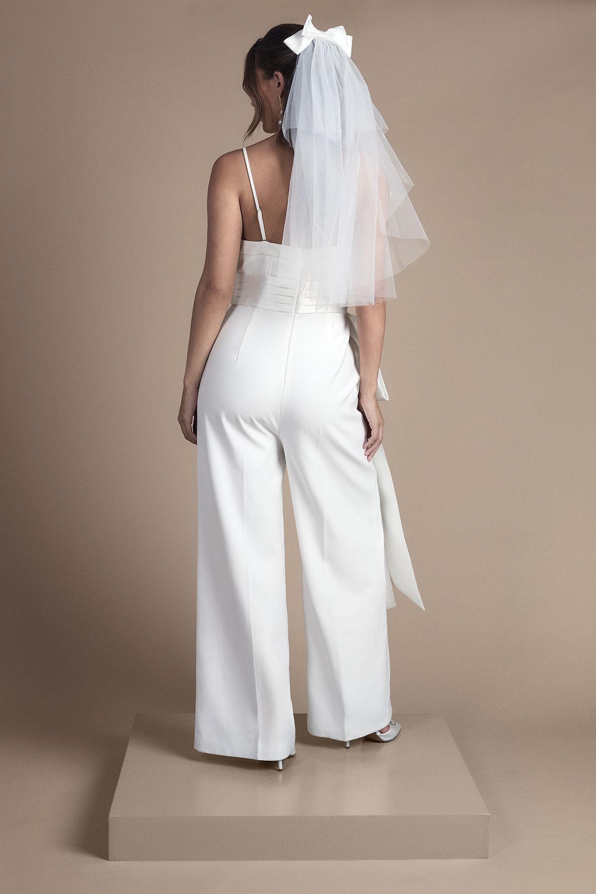 Coast Strapless Bow Detail Wide Leg Bridal Jumpsuit Ivory image 3