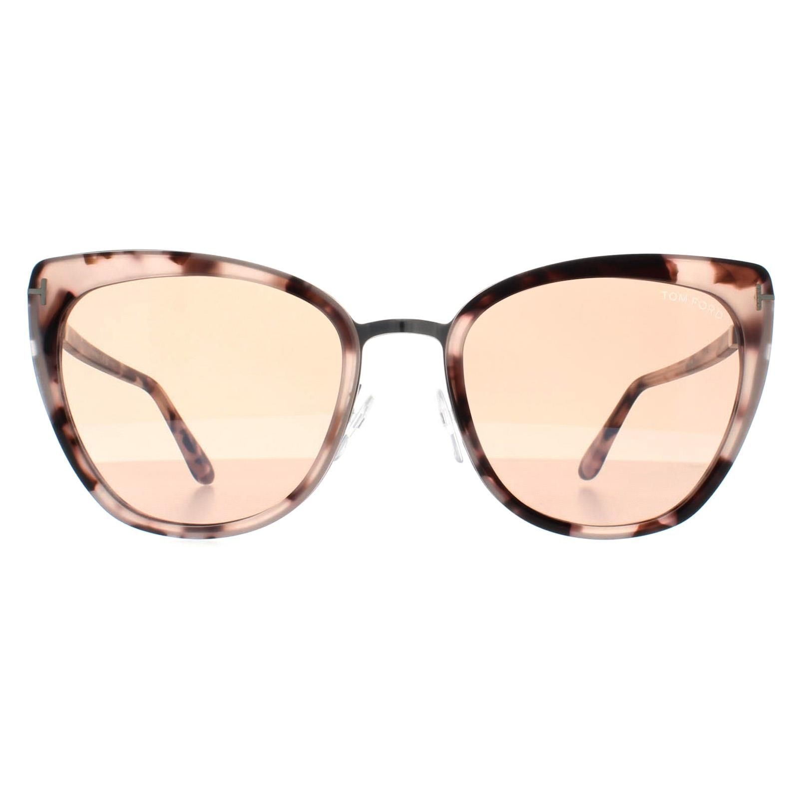 Tom Ford Cat Eye Coloured Havana  Brown Mirror Simona FT0717 Sunglasses image 1