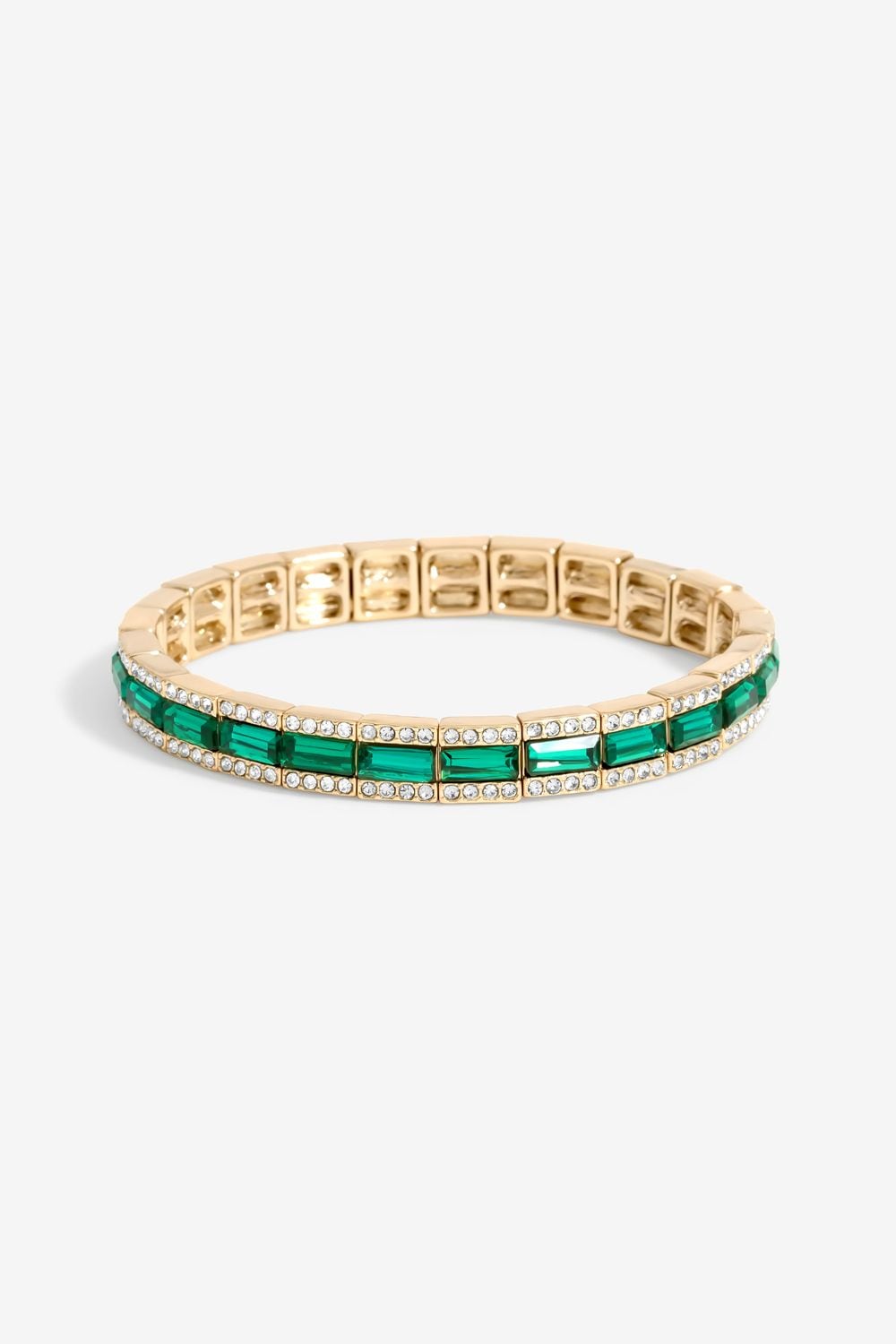 Jon Richard Gold Plated Emerald Baguette Stretch Bracelet image 1