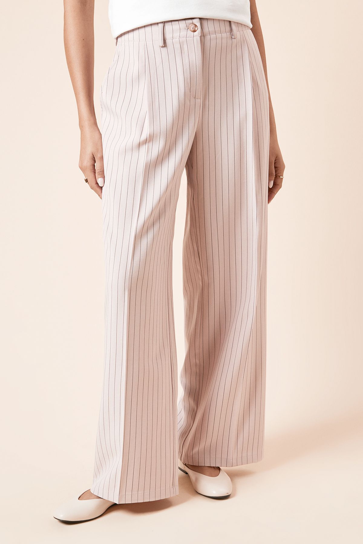 Dorothy Perkins Pinstripe Wide Leg Trouser Pink image 2