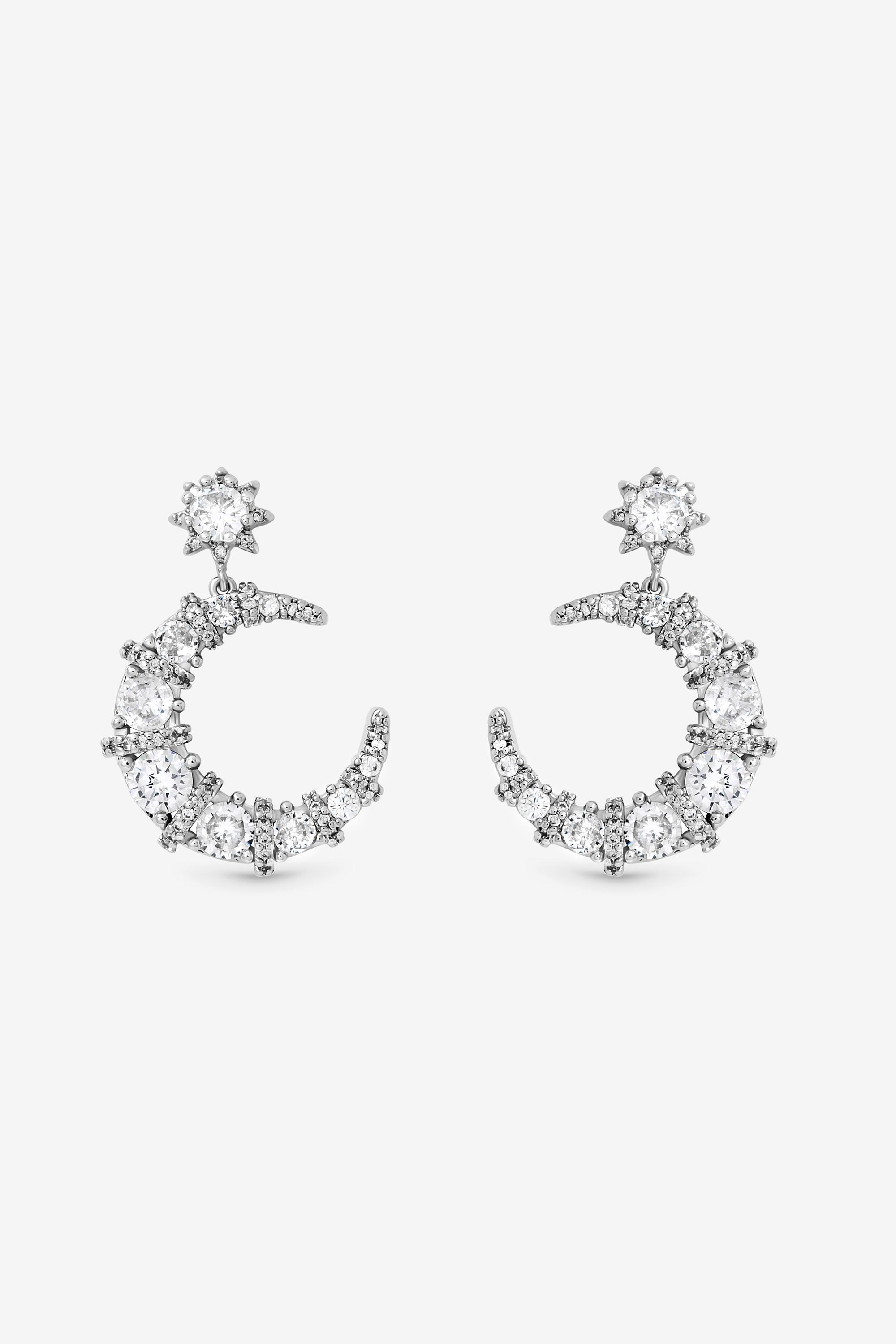 Jon Richard Rhodium Plated and Cubic Zirconia Celestial Drop Earrings image 1