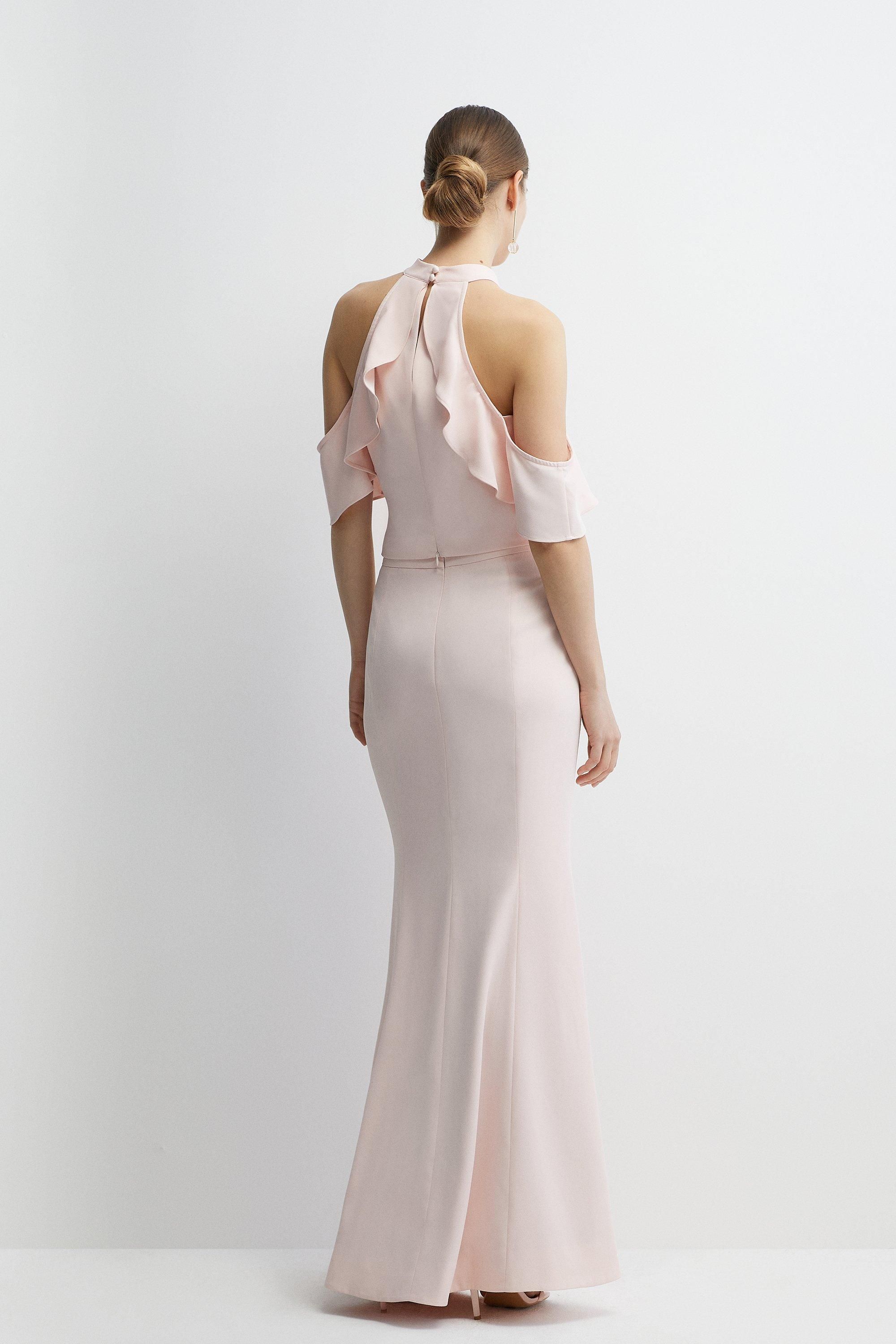 Coast Satin Back Crepe Tailored Fishtail Bridesmaids Maxi Skirt Blush image 3