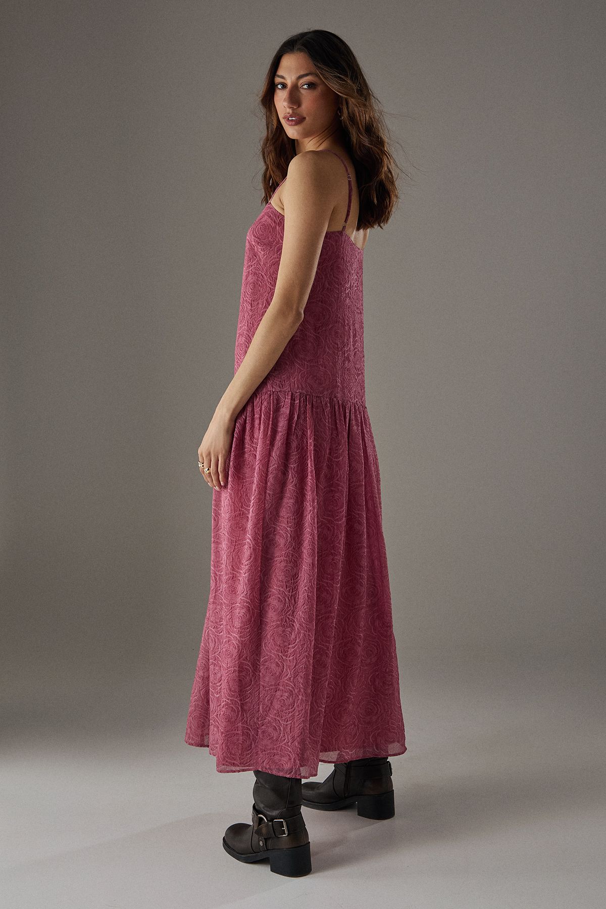 Warehouse Rose Organza Strappy Tier Maxi Dress Rose image 4