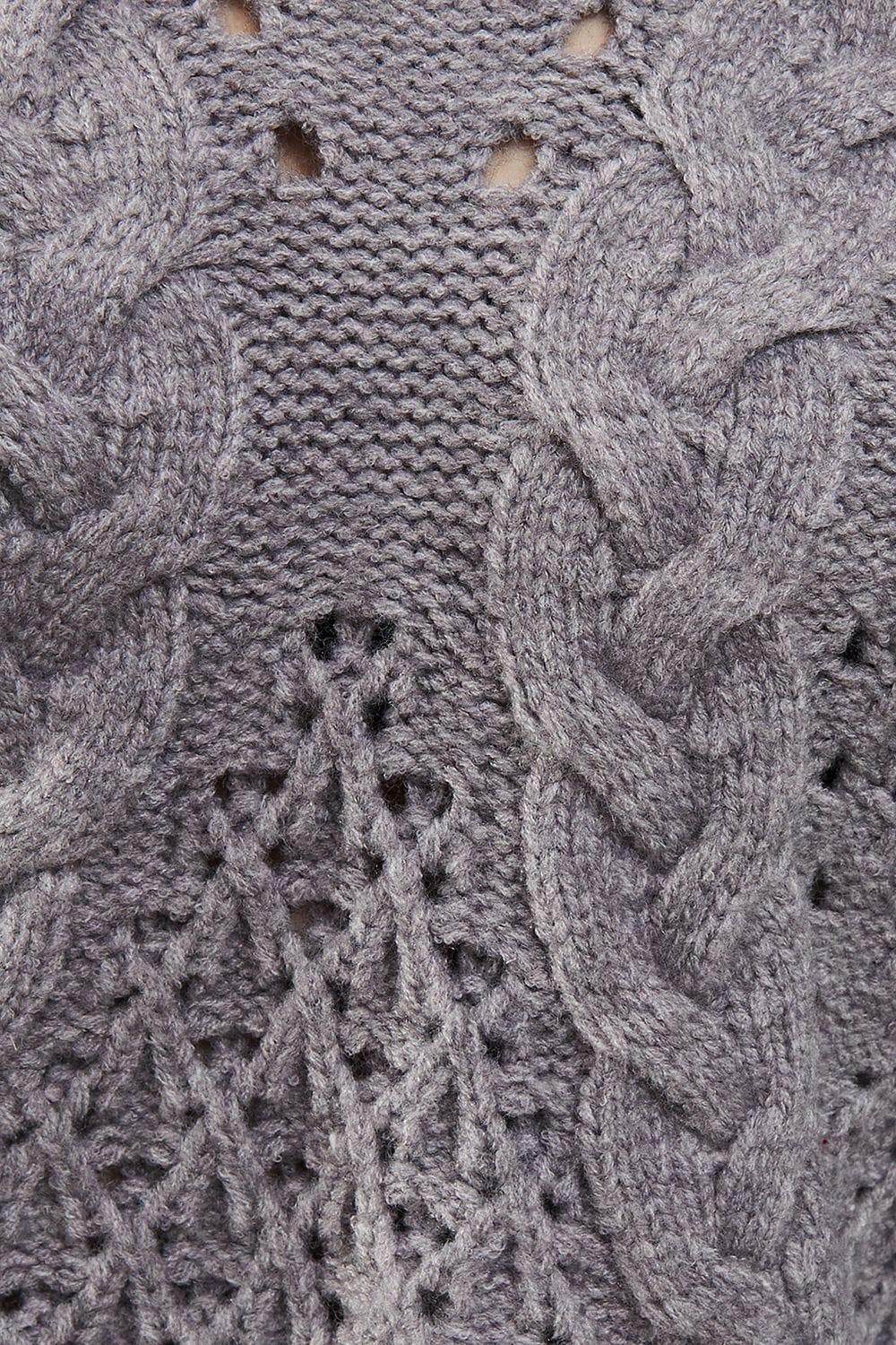 Warehouse Chunky Cable Knit Roll Neck Jumper Grey Marl image 5