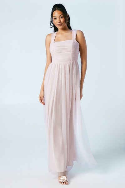 Coast Square Neck Mesh Maxi Bridesmaid Dress Blush