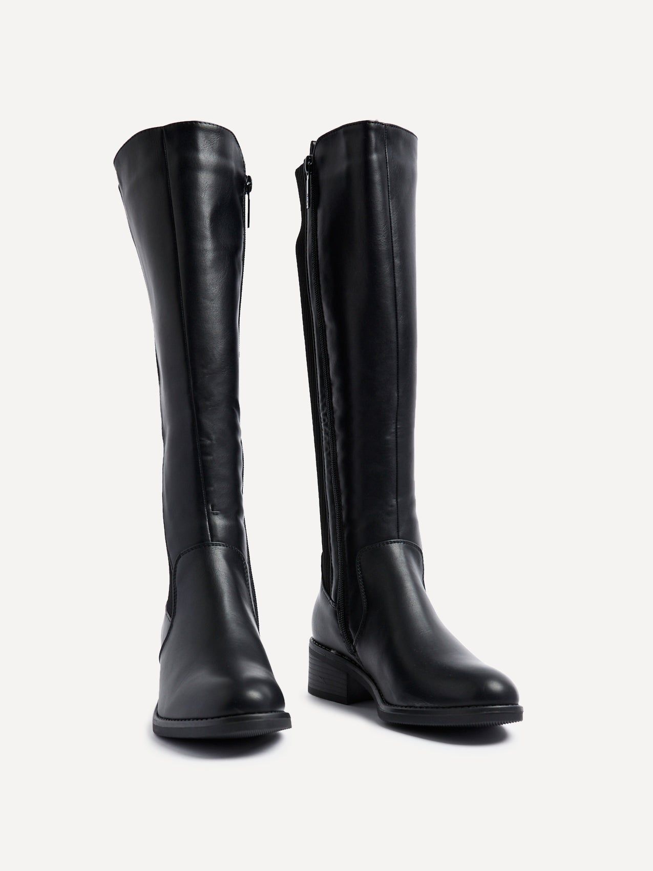Linzi Renae Black Faux Leather Classic Riding Style Boot image 3
