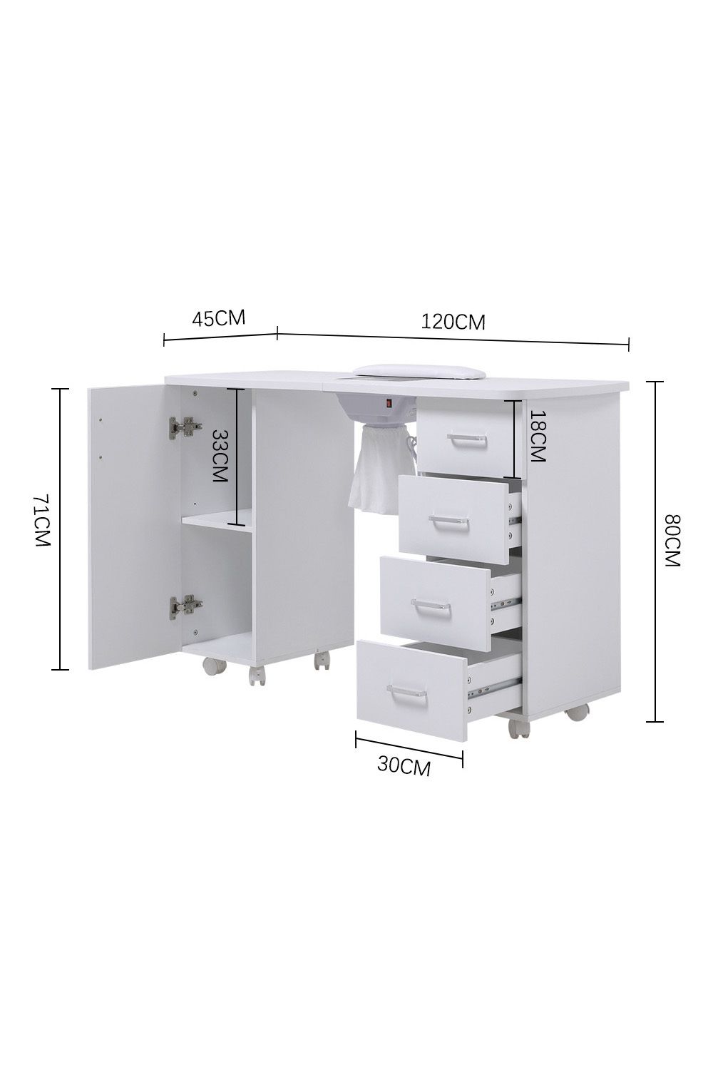 Living and Home Manicure Fashion Table Nail Desk for Spa Beauty Salon with Electric Dust Collector & Drawers For Spa Beauty Salon & Home image 6