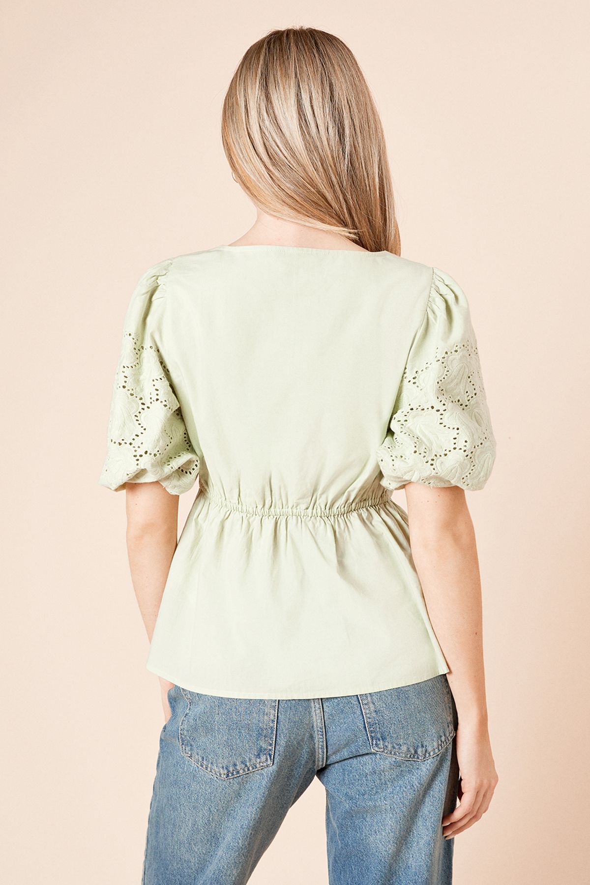 Dorothy Perkins Cutwork Sleeve Poplin Blouse Mint image 3