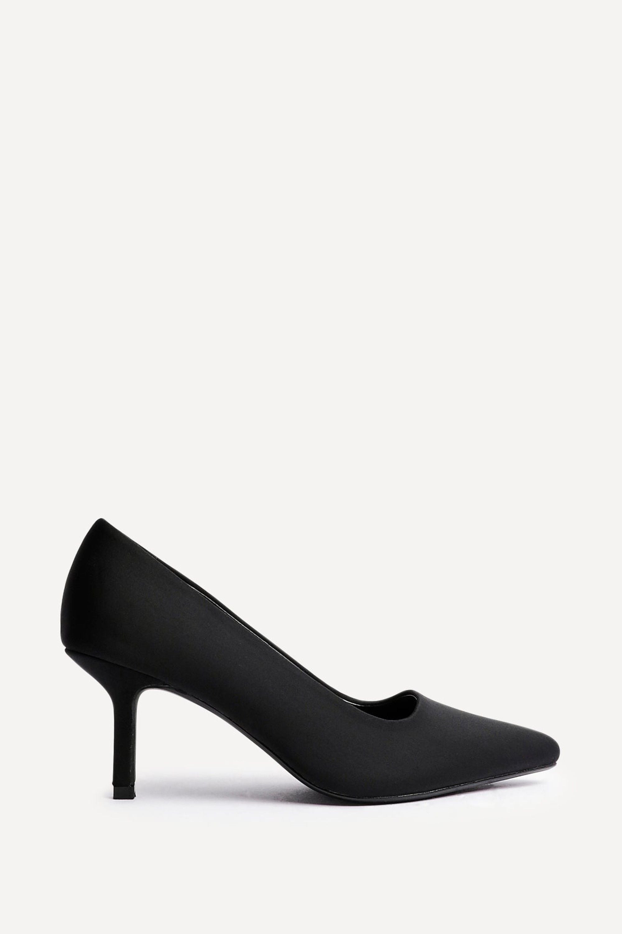 Linzi Aim Wide Fit Black Scuba Classic Court Heel