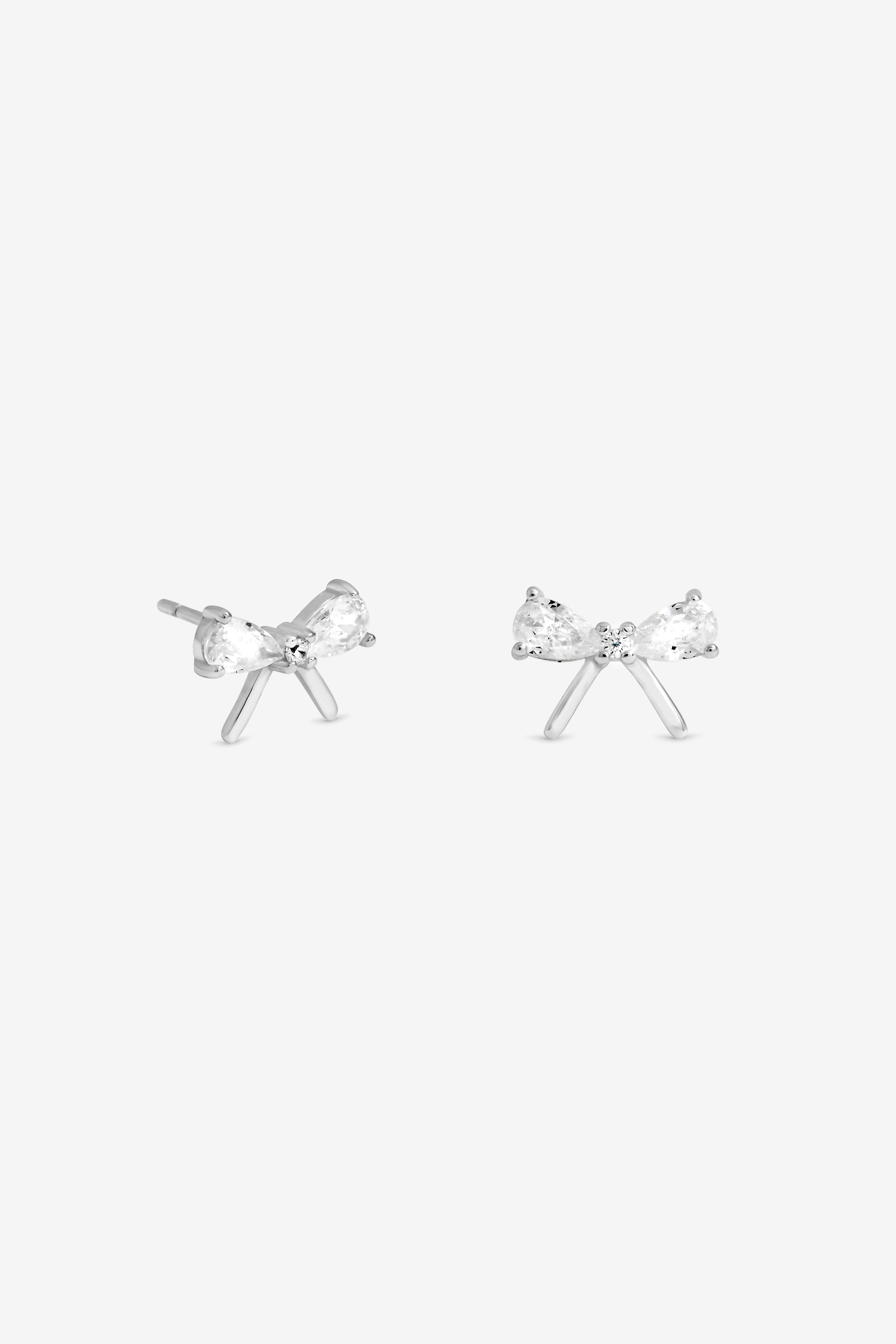 Simply Silver Sterling Silver 925 Cubic Zirconia Bow Earrings - Gift Cracker image 2