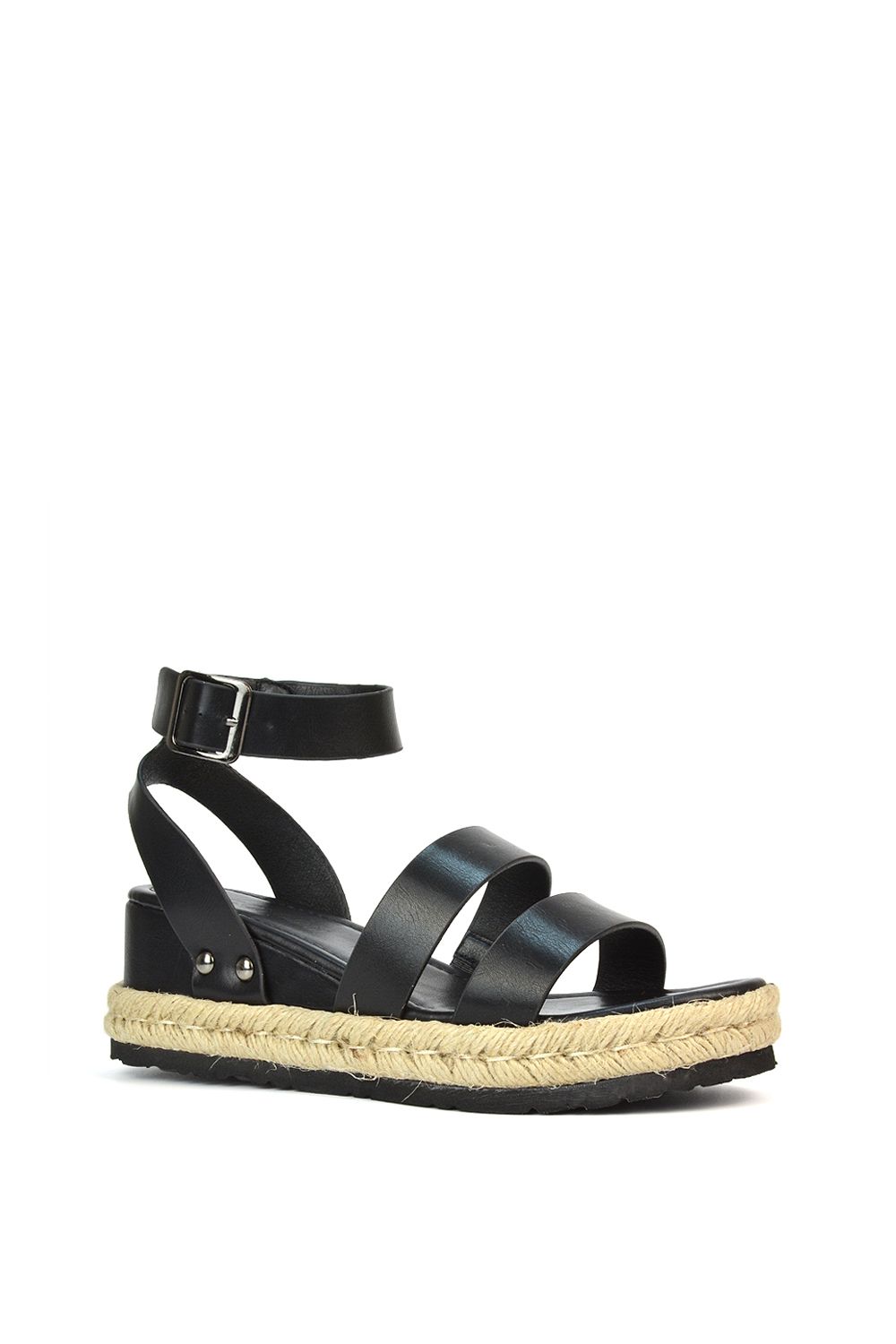 XY London 'Brook' Espadrille Platform Wedge Low Heel Sandal Shoes With Ankle Strap image 2