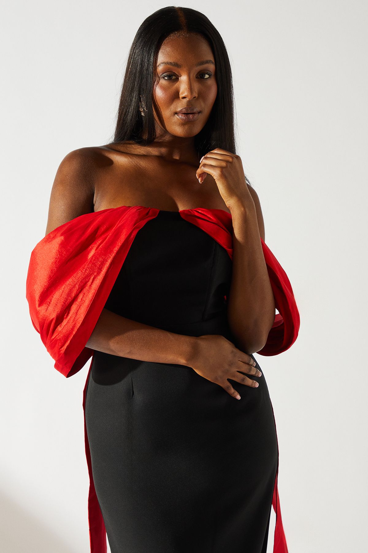 Coast Bardot Statement Column Maxi Dress Black image 2