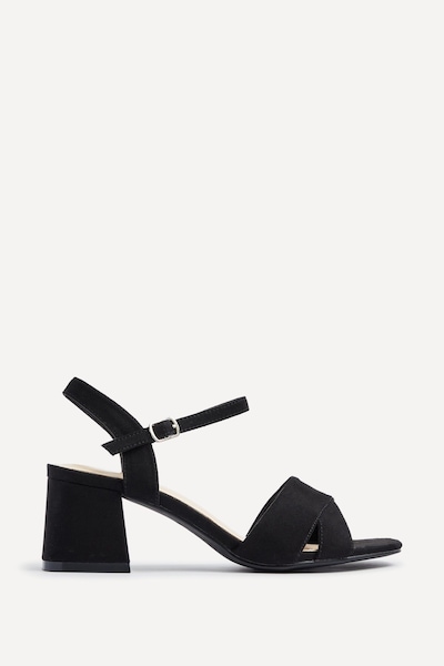 Linzi Vivian Wide Fit Black Suede Block Heeled Sandals