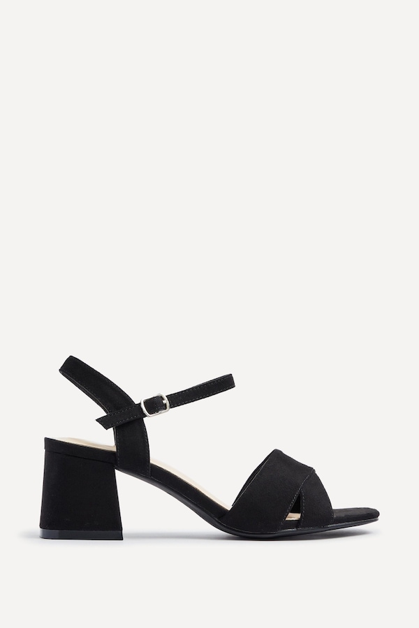 Linzi Vivian Wide Fit Black Suede Block Heeled Sandals