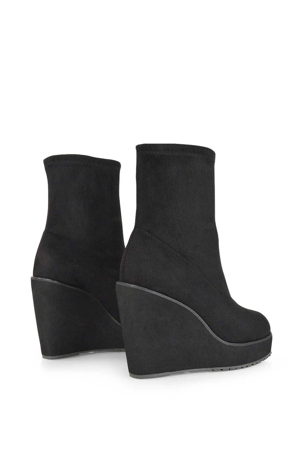 XY London 'Camille' Platform Wedge Heeled Sock Biker Ankle Boots image 3