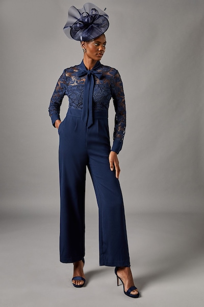 Coast Lace Tie Neck Jumpsuit Navy