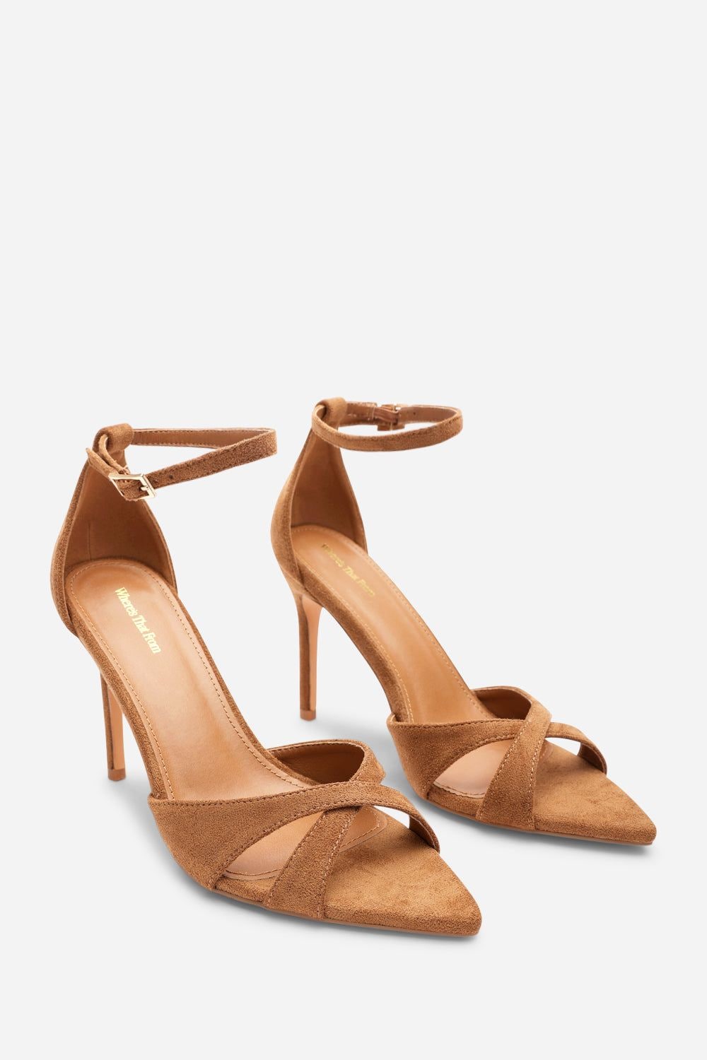 Where's That From 'Odette' Wide Fit Suede Pointed Open Toe Cross Over Strappy Heels image 4