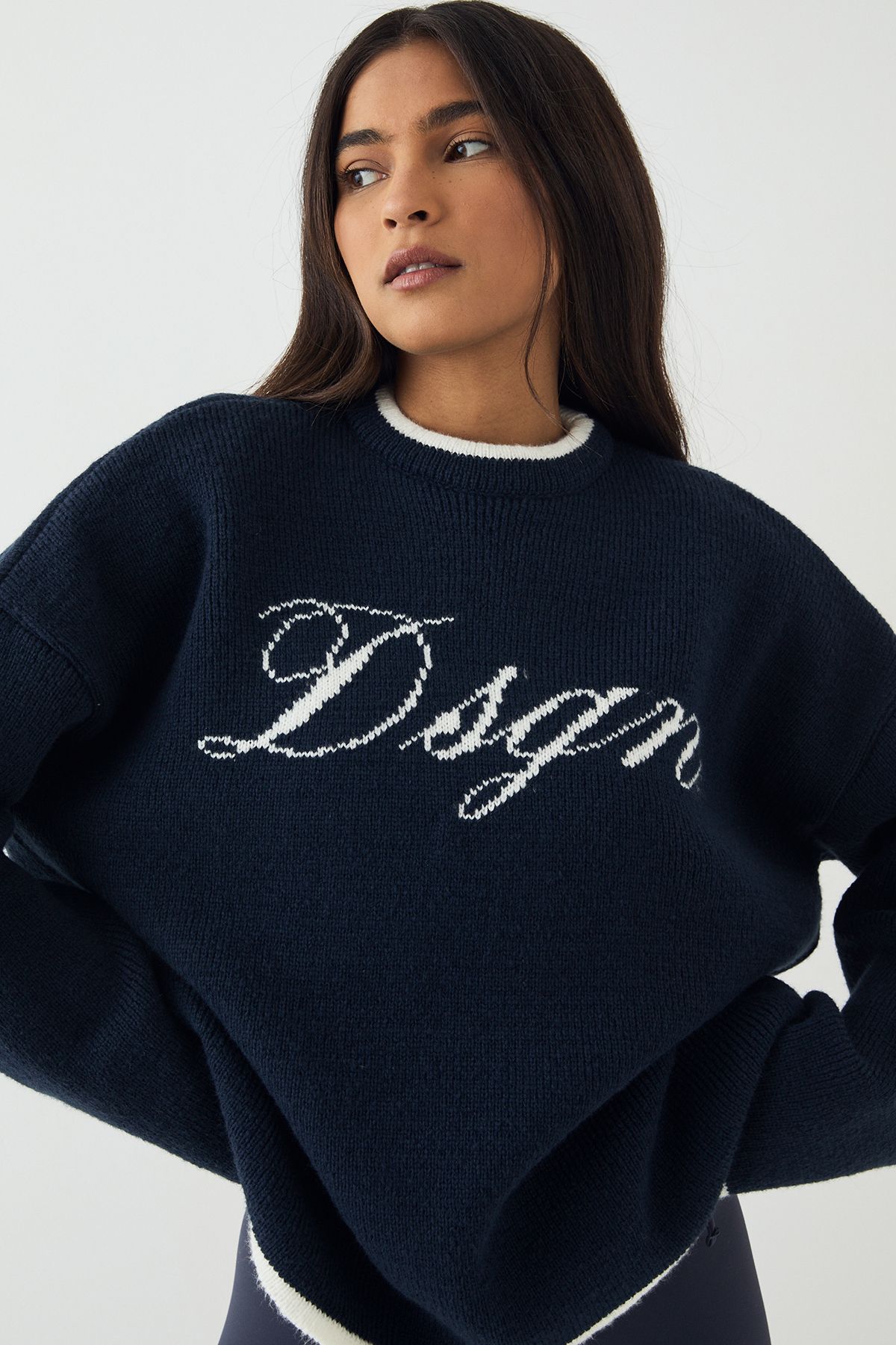 DSGN Studio DSGN Studio Script Contrast Oversized Knitted Jumper Ash Grey image 4