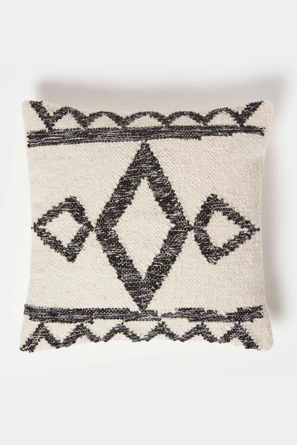 Homescapes Koba Handwoven Traditional Black & Cream Cushion image 1