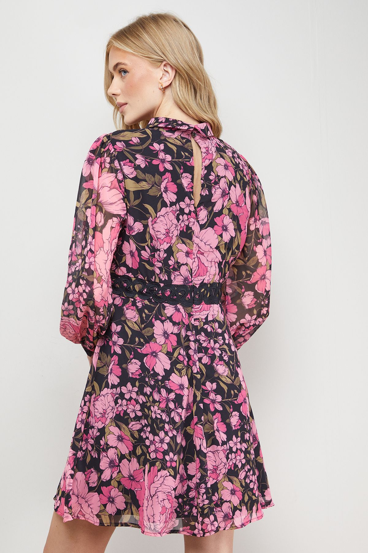 Oasis Point Collar Retro Mini Dress Floral image 3