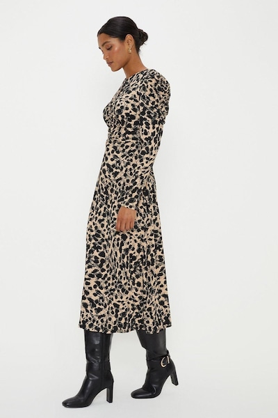 Dorothy Perkins Leopard Keyhole Jersey Midi Dress Leopard