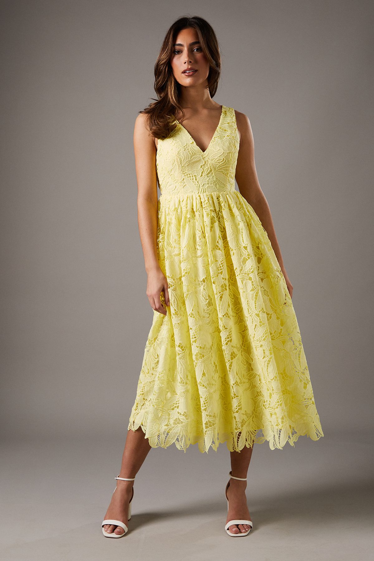 Coast Lemon Lace Midi Dress Lemon image 1