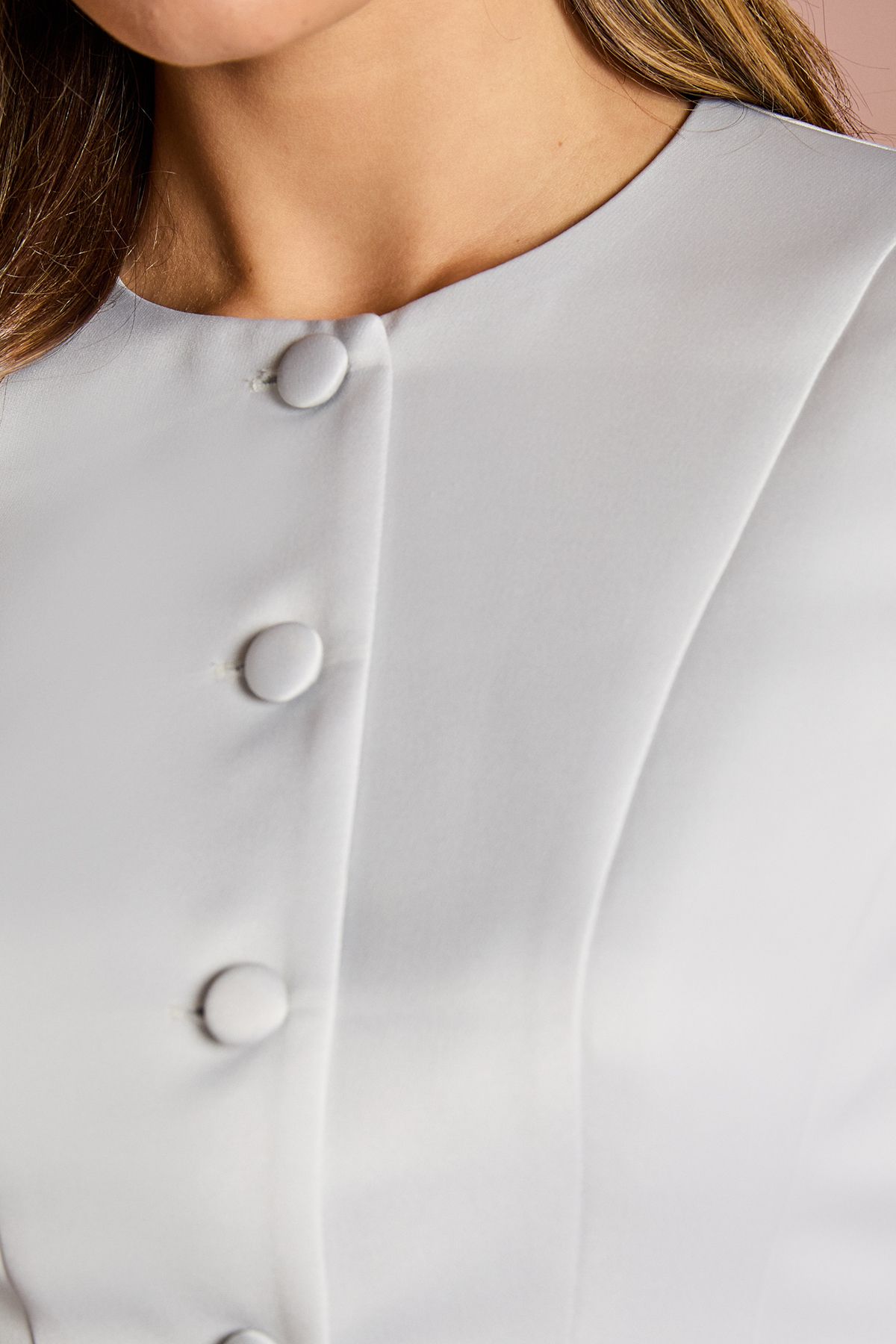 Coast Short Sleeve Button Through Fitted Jacket Silver image 5